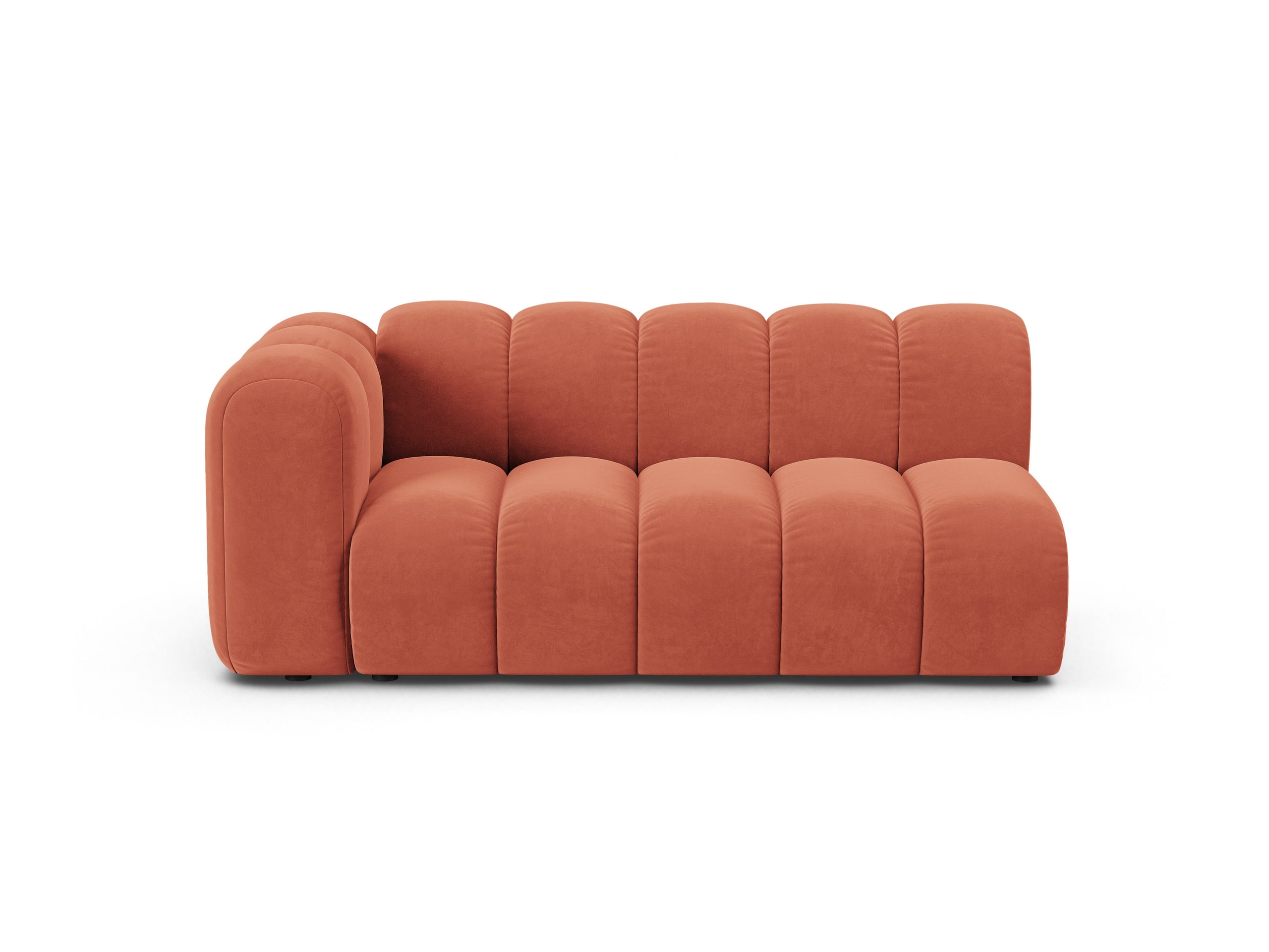 Micadoni Lupine modul sedačky s podrúčkou 175 × 95 cm - Zamat Venus (Ven2933) - Koralová - Ľavé prevedenie