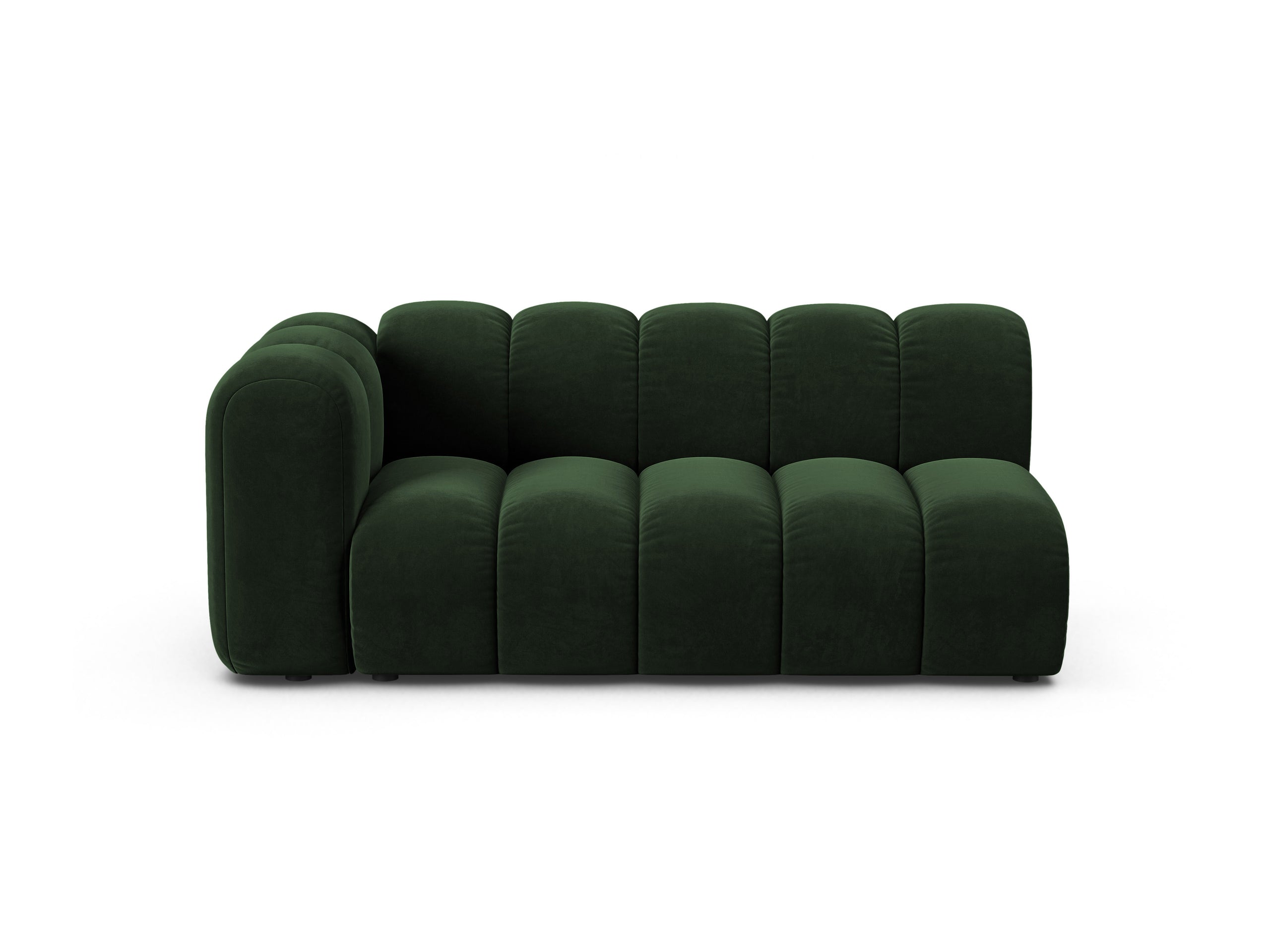 Micadoni Lupine modul sedačky s podrúčkou 175 × 95 cm - Zamat Venus (Ven2940) - Fľaškovozelená - Ľavé prevedenie