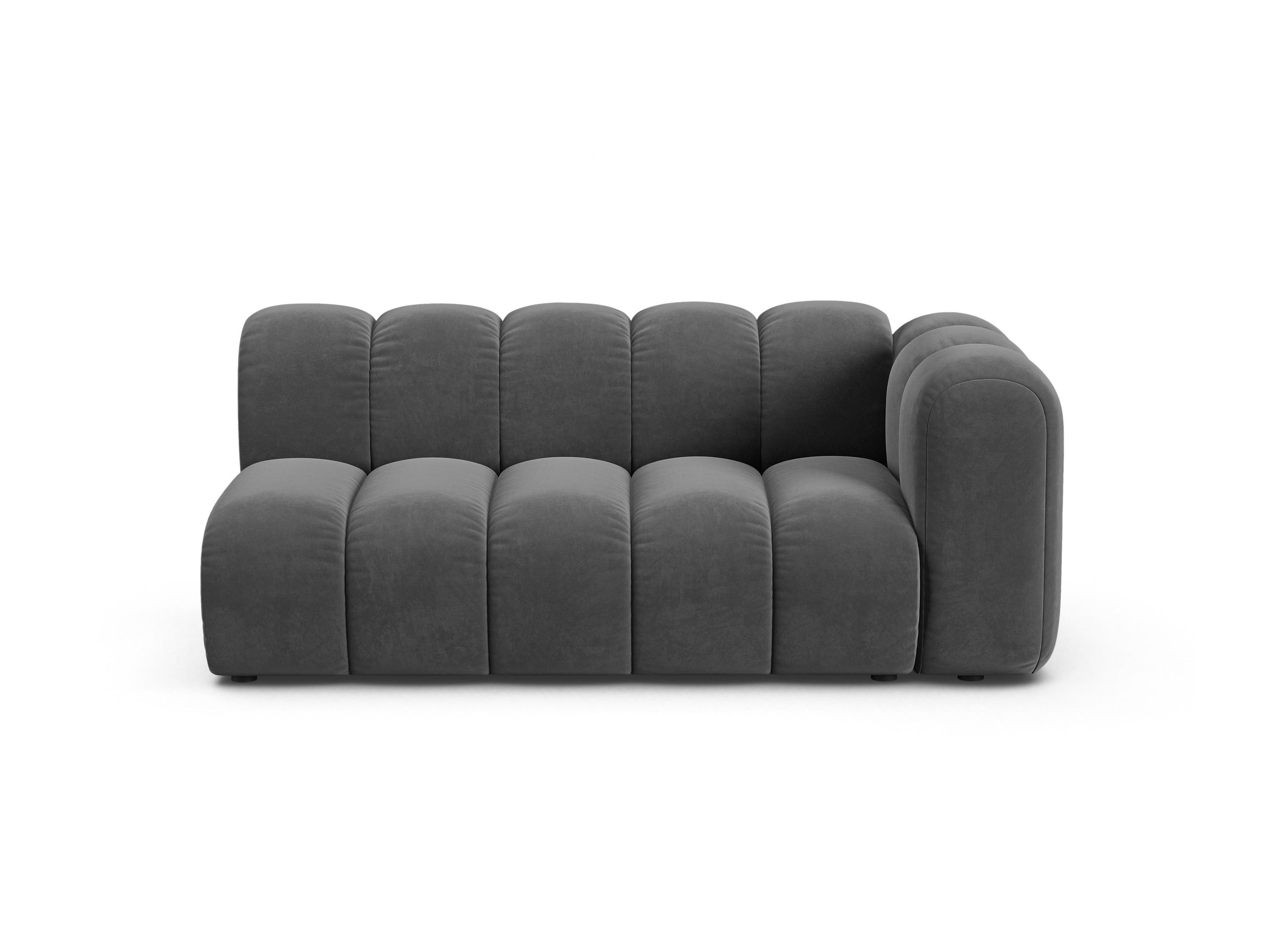 Micadoni Lupine modul sedačky s podrúčkou 175 × 95 cm - Zamat Venus (Ven2930) - Sivá - Pravé prevedenie
