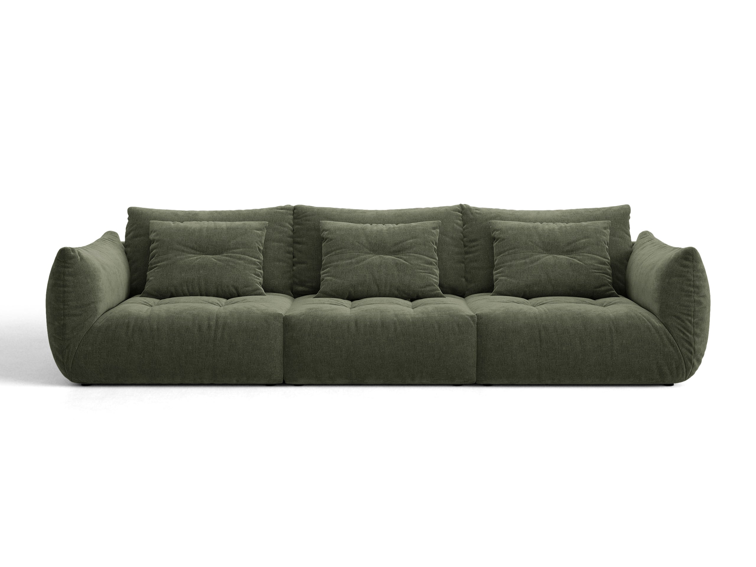Micadoni Bloom viacmiestna pohovka 327 × 107 cm - Štrukturovaná látka Wind (Win75) - Machovozelená
