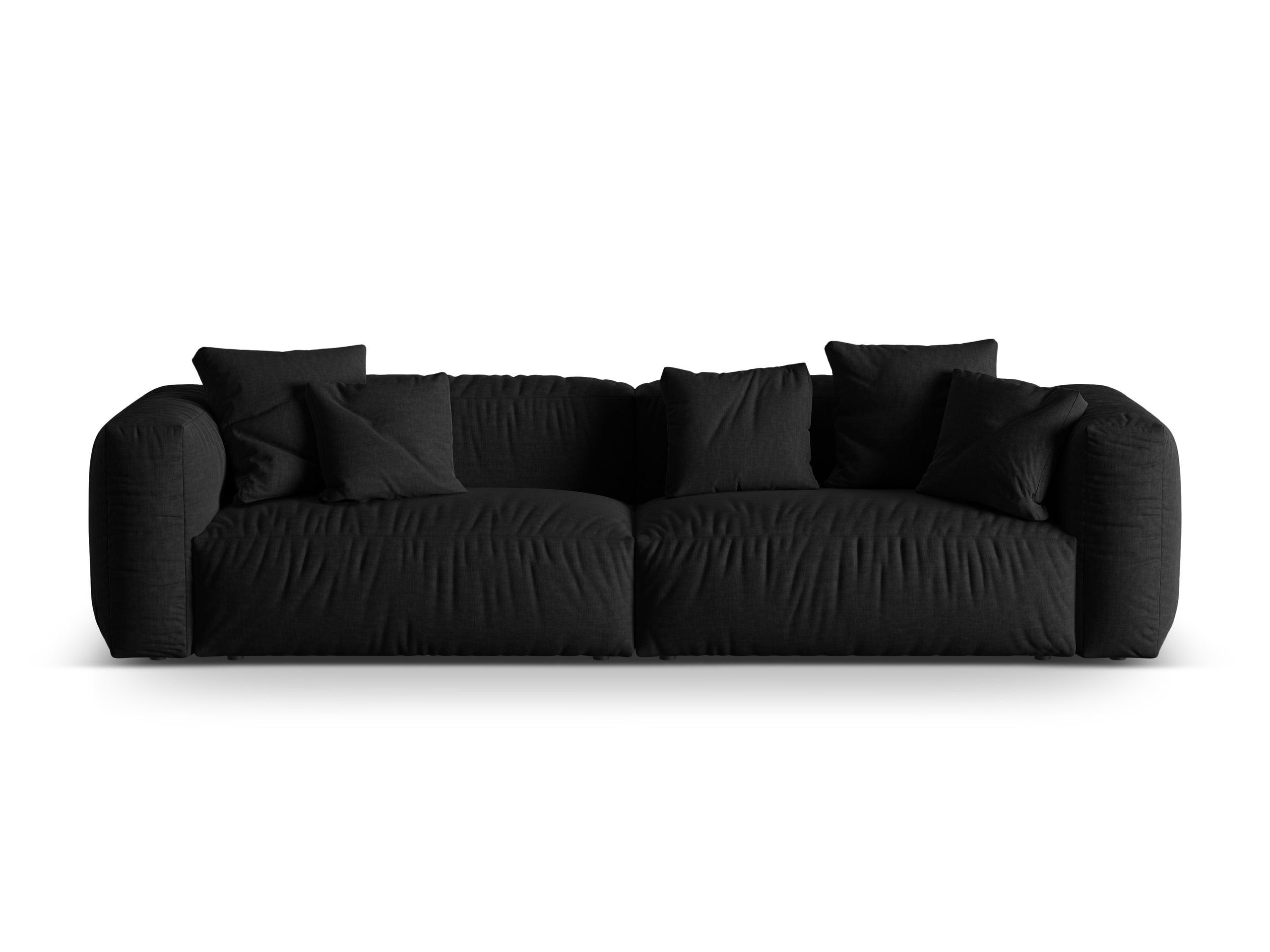 Micadoni Martina viacmiestna pohovka - Štrukturovaná látka Boston (Boblack) - Čierna - Nohy: Čierny plast - Variant 76 cm