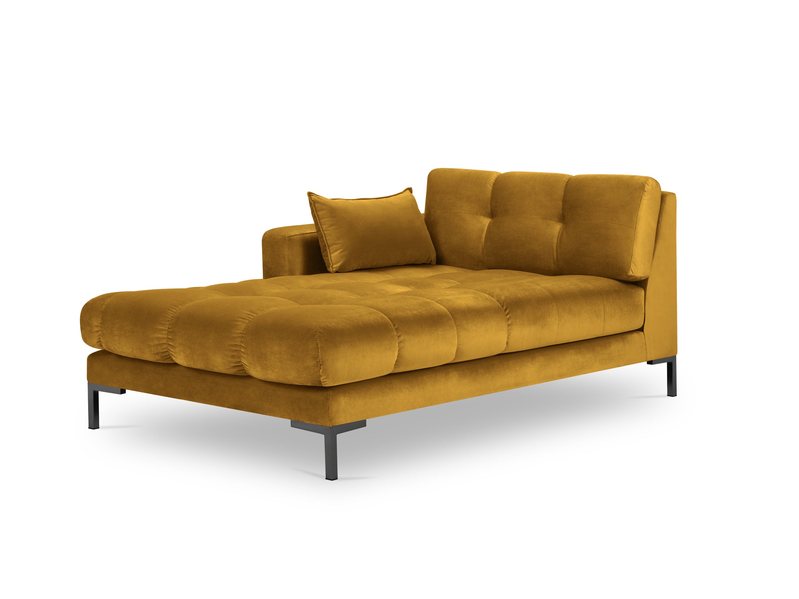 Micadoni Mamaia leňoška 102 × 185 cm - Zamat Bluvel (Blu68) - Žltá - Ľavé prevedenie