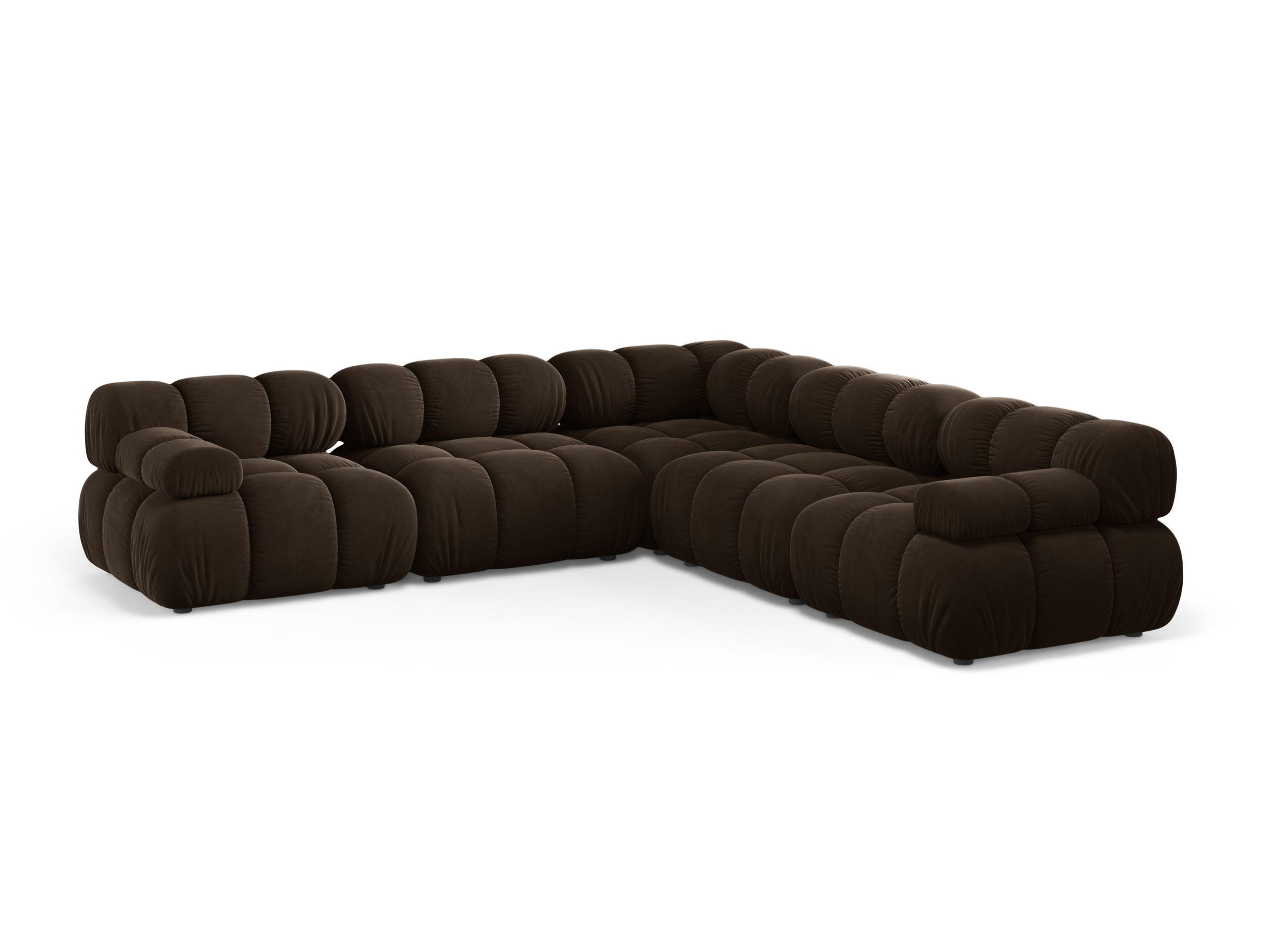 Micadoni Bellis symetrická rohová sedačka 282 × 282 cm - Zamat Bluvel (Blu48) - Tmavohnedá
