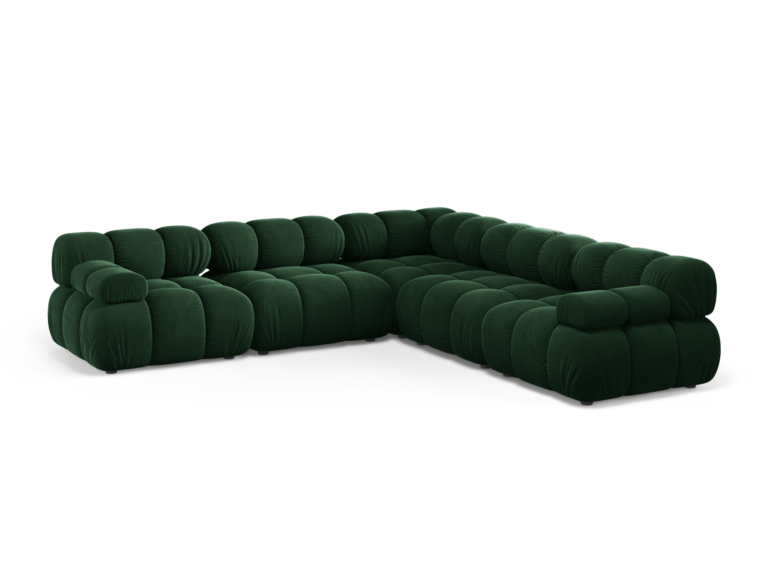 Micadoni Bellis symetrická rohová sedačka 282 × 282 cm - Zamat Bluvel (Blu78) - Fľaškovozelená