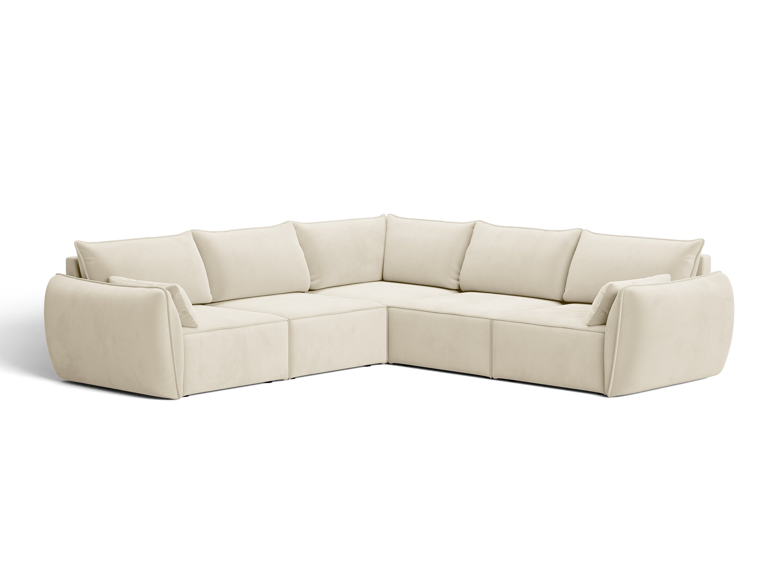 Micadoni Kaelle symetrická rohová sedačka 286 × 286 cm - Zamat Bluvel (Blu22) - Svetlobéžová