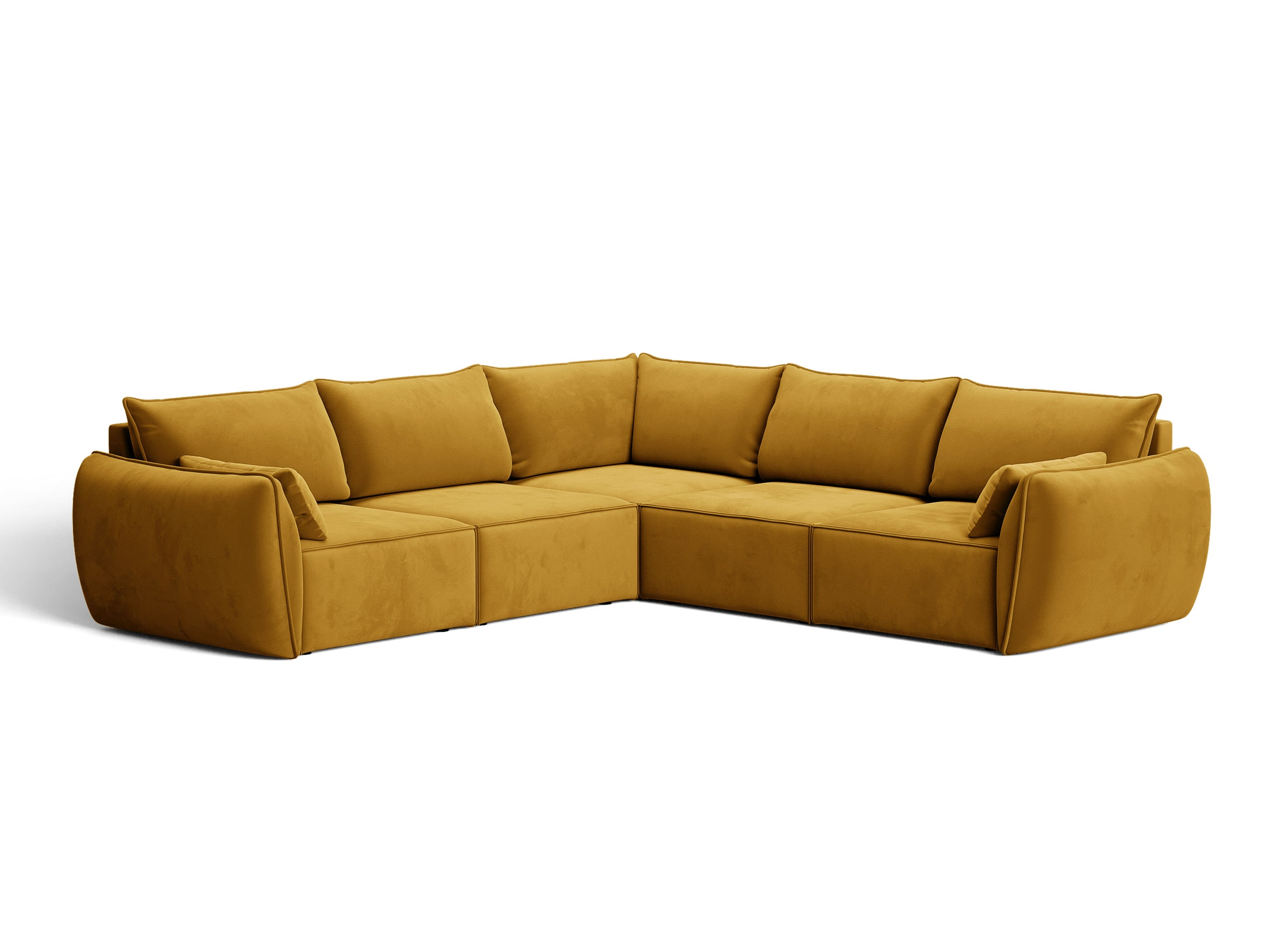 Micadoni Kaelle symetrická rohová sedačka 286 × 286 cm - Zamat Bluvel (Blu68) - Žltá