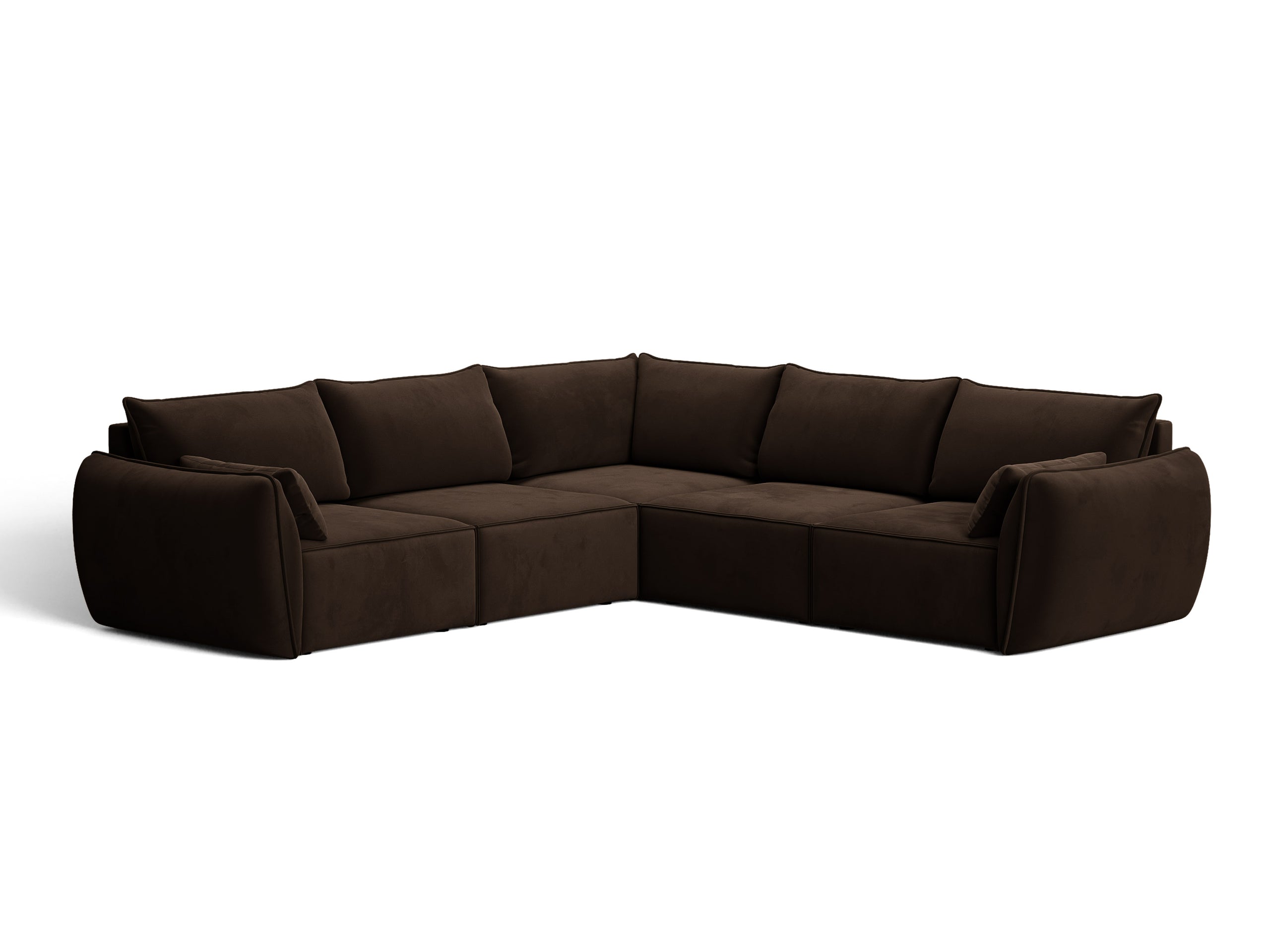 Micadoni Kaelle symetrická rohová sedačka 286 × 286 cm - Zamat Bluvel (Blu48) - Tmavohnedá