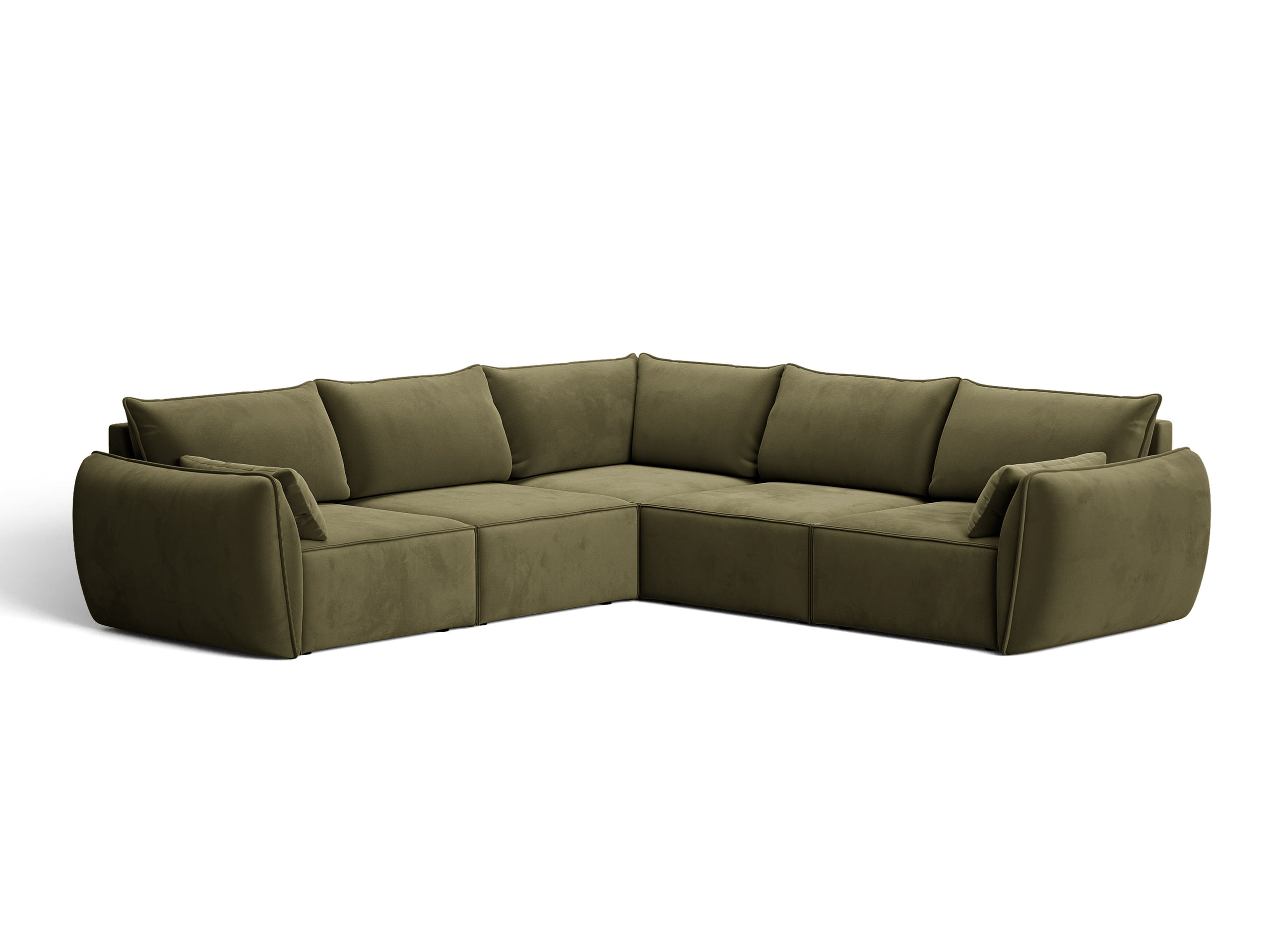 Micadoni Kaelle symetrická rohová sedačka 286 × 286 cm - Zamat Bluvel (Blu77) - Zelená