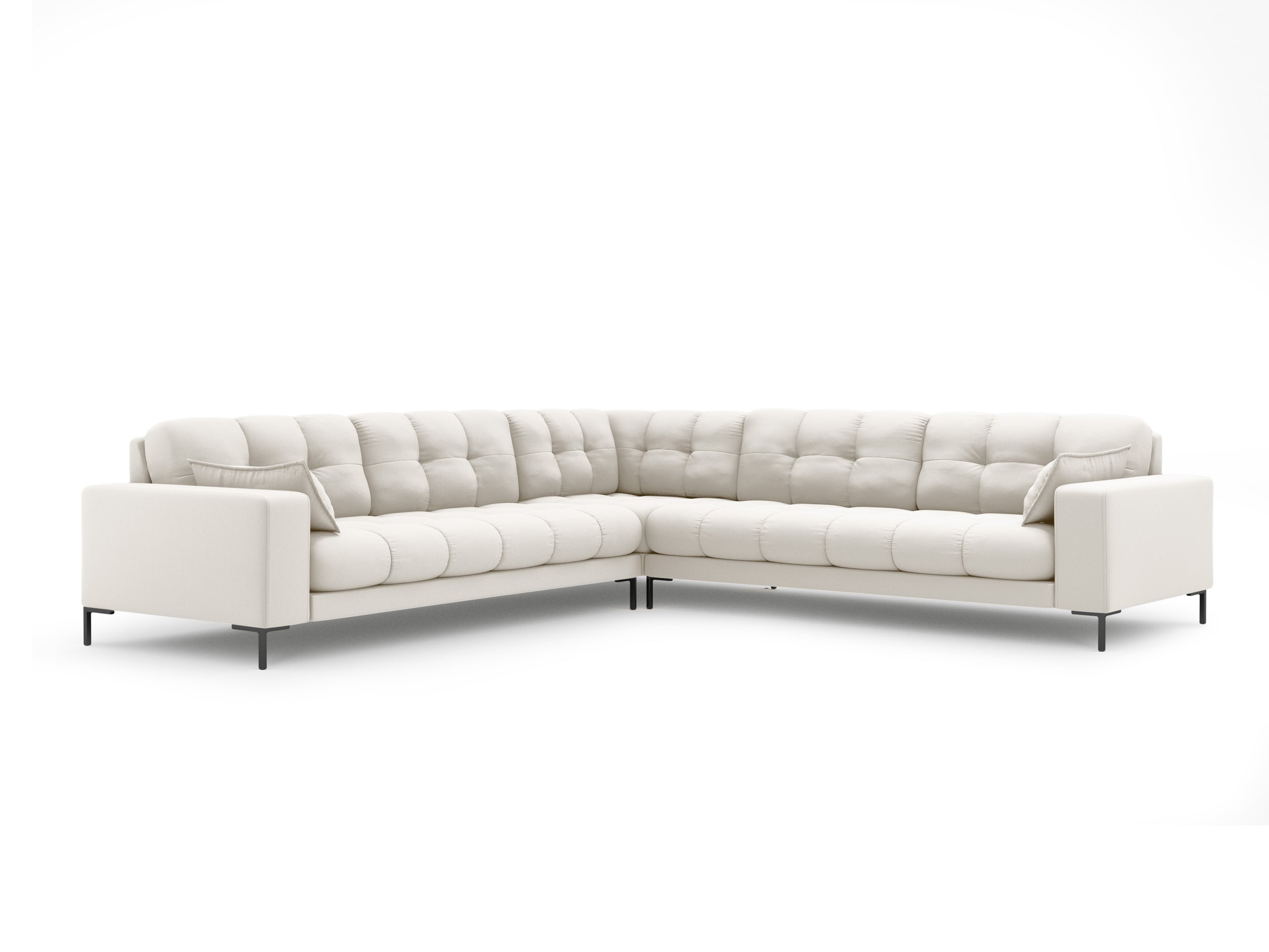 Micadoni Mamaia symetrická rohová sedačka 256 × 256 cm - Štrukturovaná látka Neve (Nev02) - Svetlobéžová