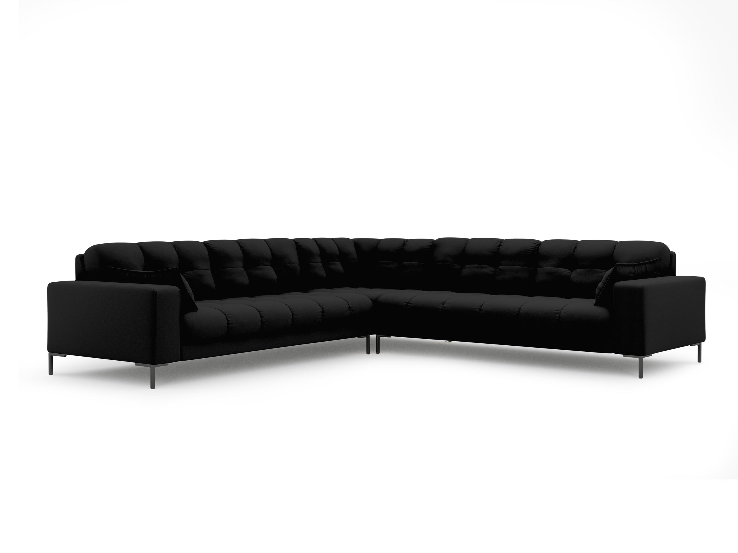 Micadoni Mamaia symetrická rohová sedačka 256 × 256 cm - Štrukturovaná látka Neve (Nev100) - Čierna