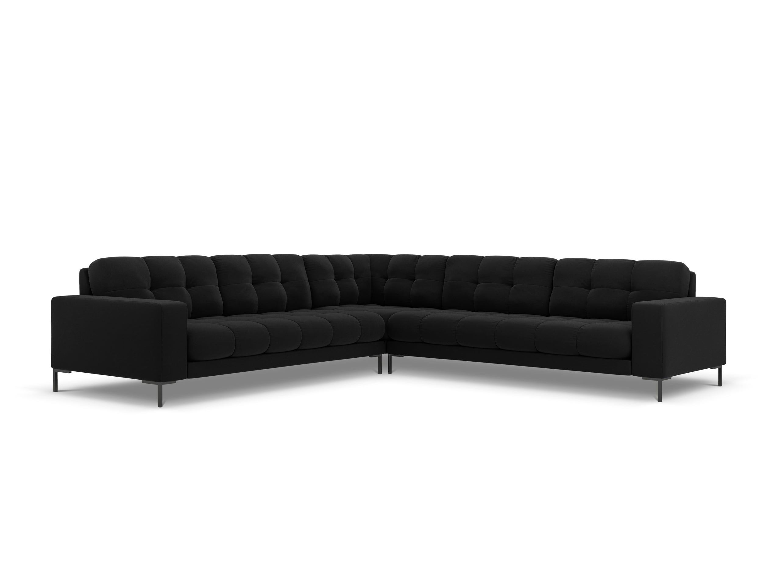 Micadoni Mamaia symetrická rohová sedačka 256 × 256 cm - Zamat Bluvel (Blu19) - Čierna