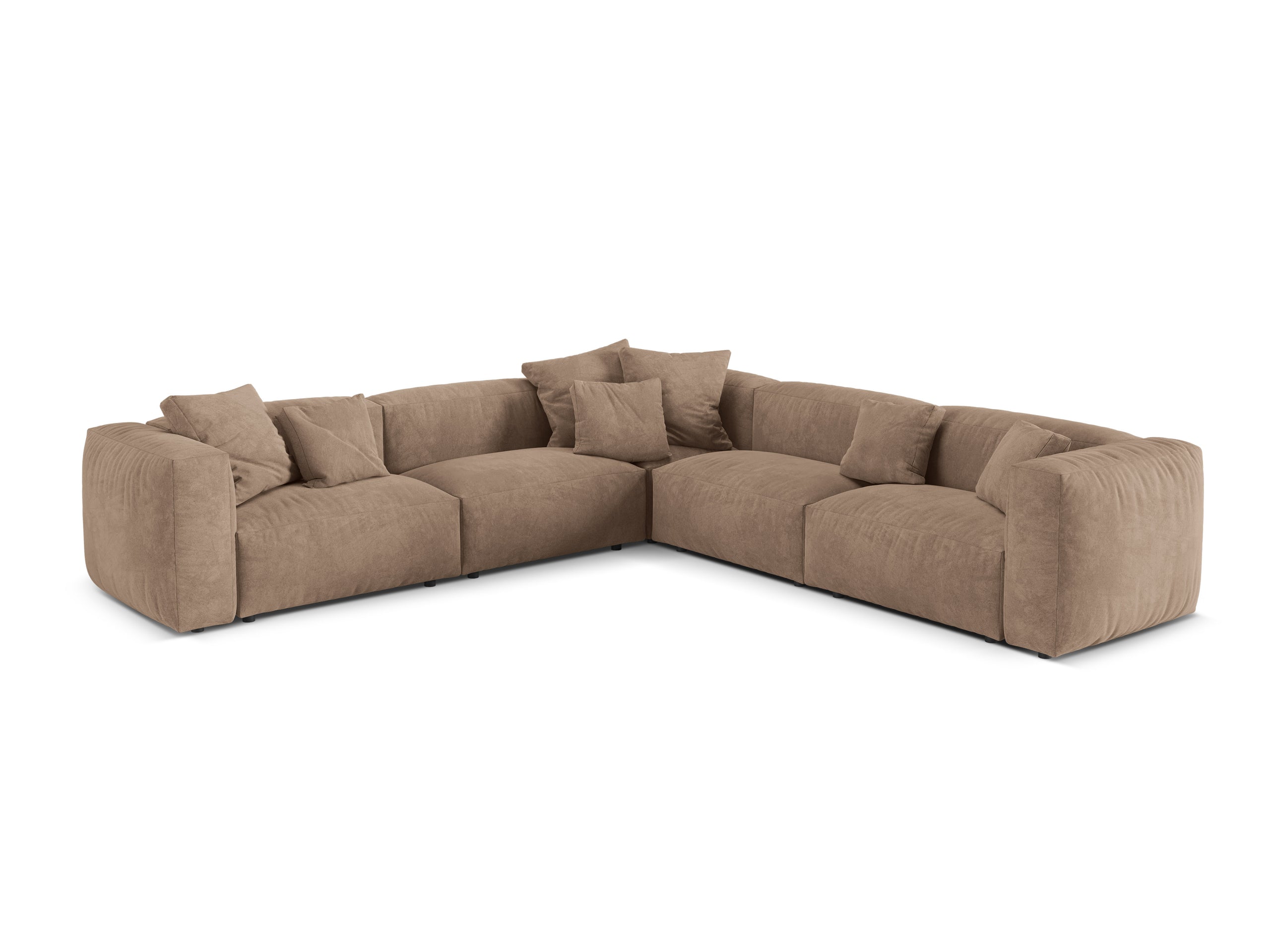 Micadoni Martina symetrická rohová sedačka - Zamat Vogue (Vog3) - Tmavobéžová - Nohy: Čierny plast - Variant 76 cm