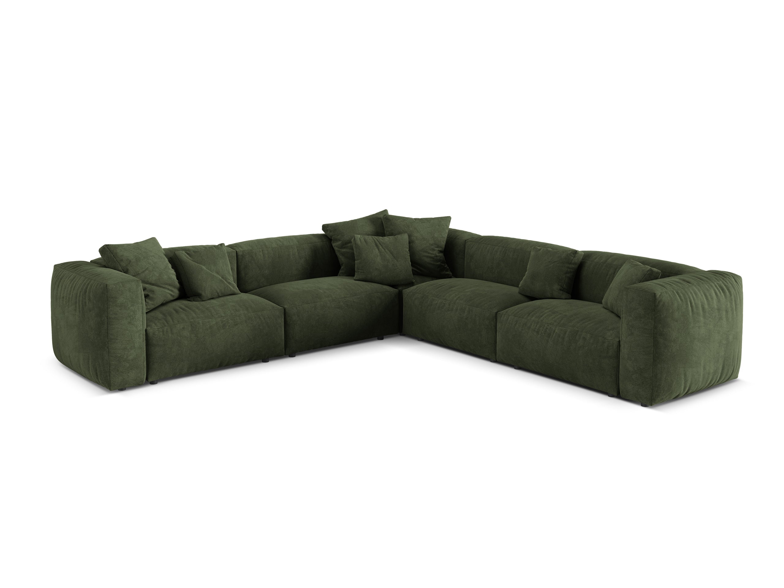 Micadoni Martina symetrická rohová sedačka - Zamat Vogue (Vog11) - Zelená - Nohy: Čierny plast - Variant 76 cm
