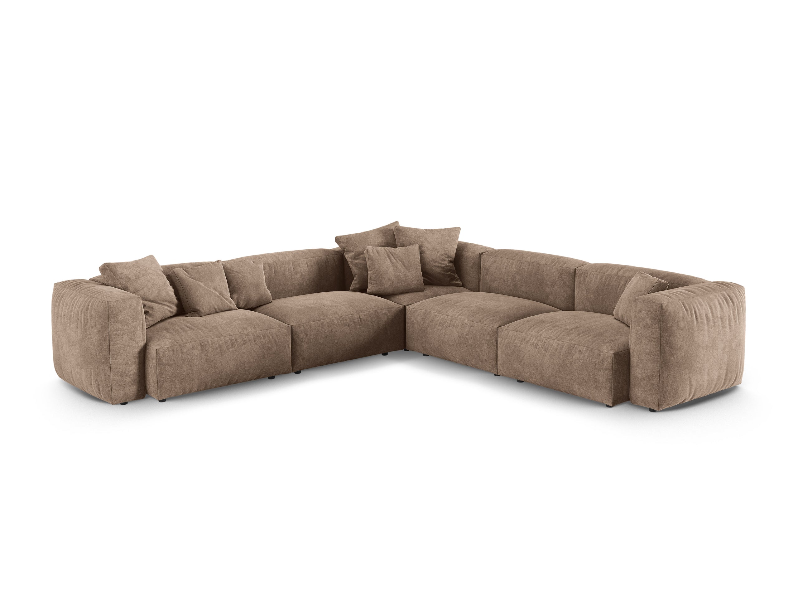 Micadoni Martina symetrická rohová sedačka - Zamat Vogue (Vog3) - Tmavobéžová - Nohy: Čierny plast - Variant 90 cm