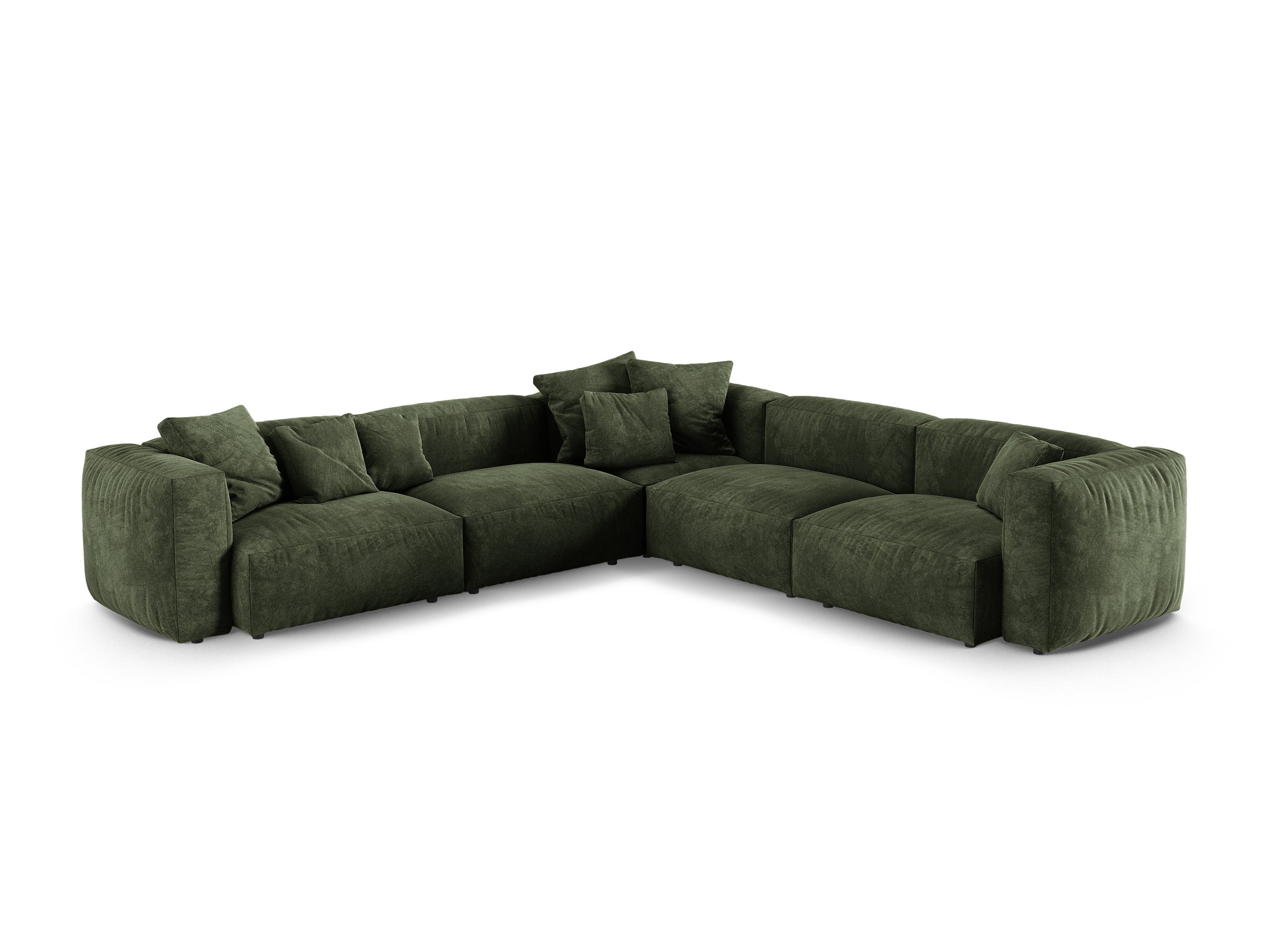 Micadoni Martina symetrická rohová sedačka - Zamat Vogue (Vog11) - Zelená - Nohy: Čierny plast - Variant 90 cm