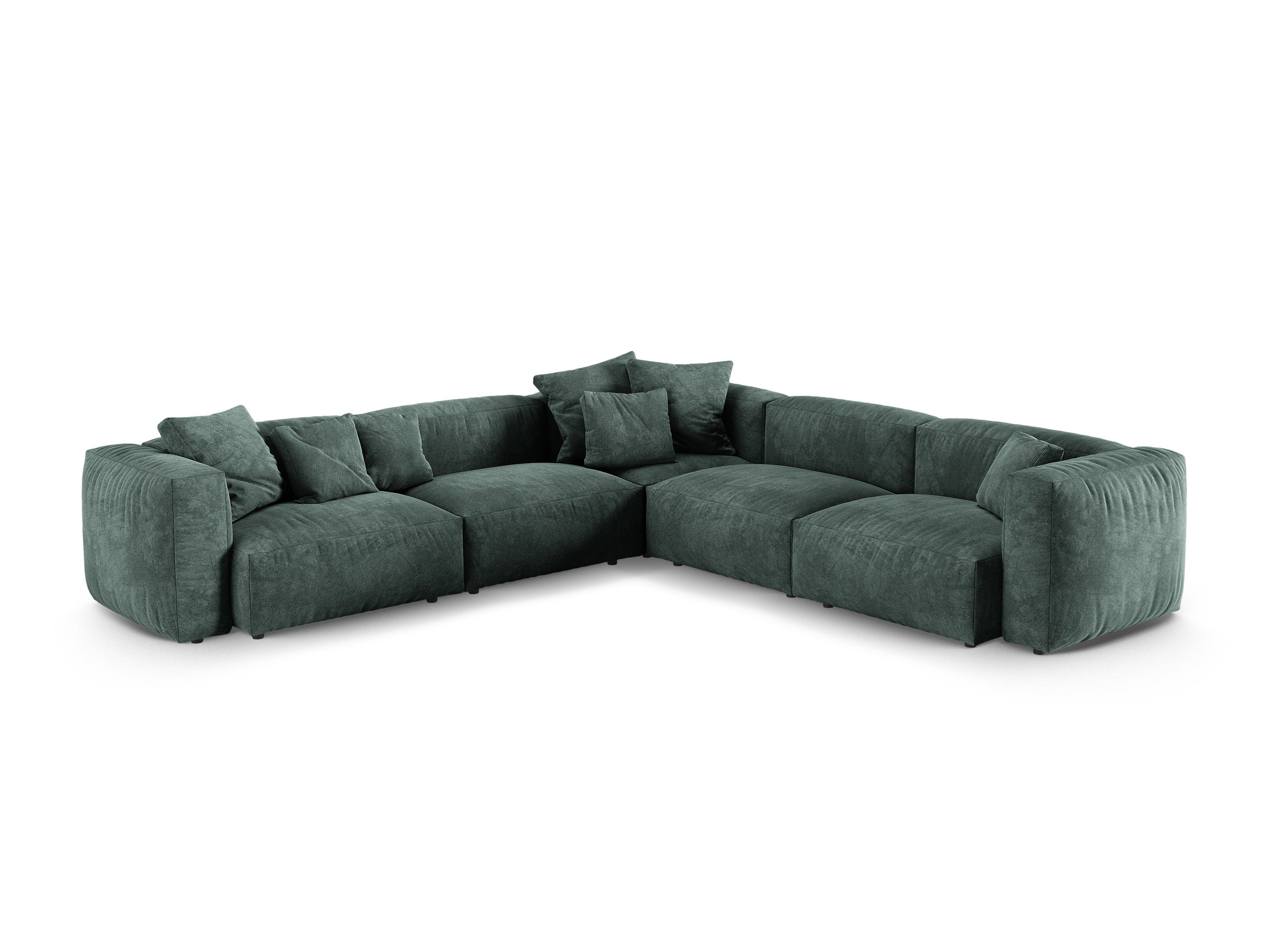 Micadoni Martina symetrická rohová sedačka - Zamat Vogue (Vog12) - Petrolejová - Nohy: Čierny plast - Variant 90 cm