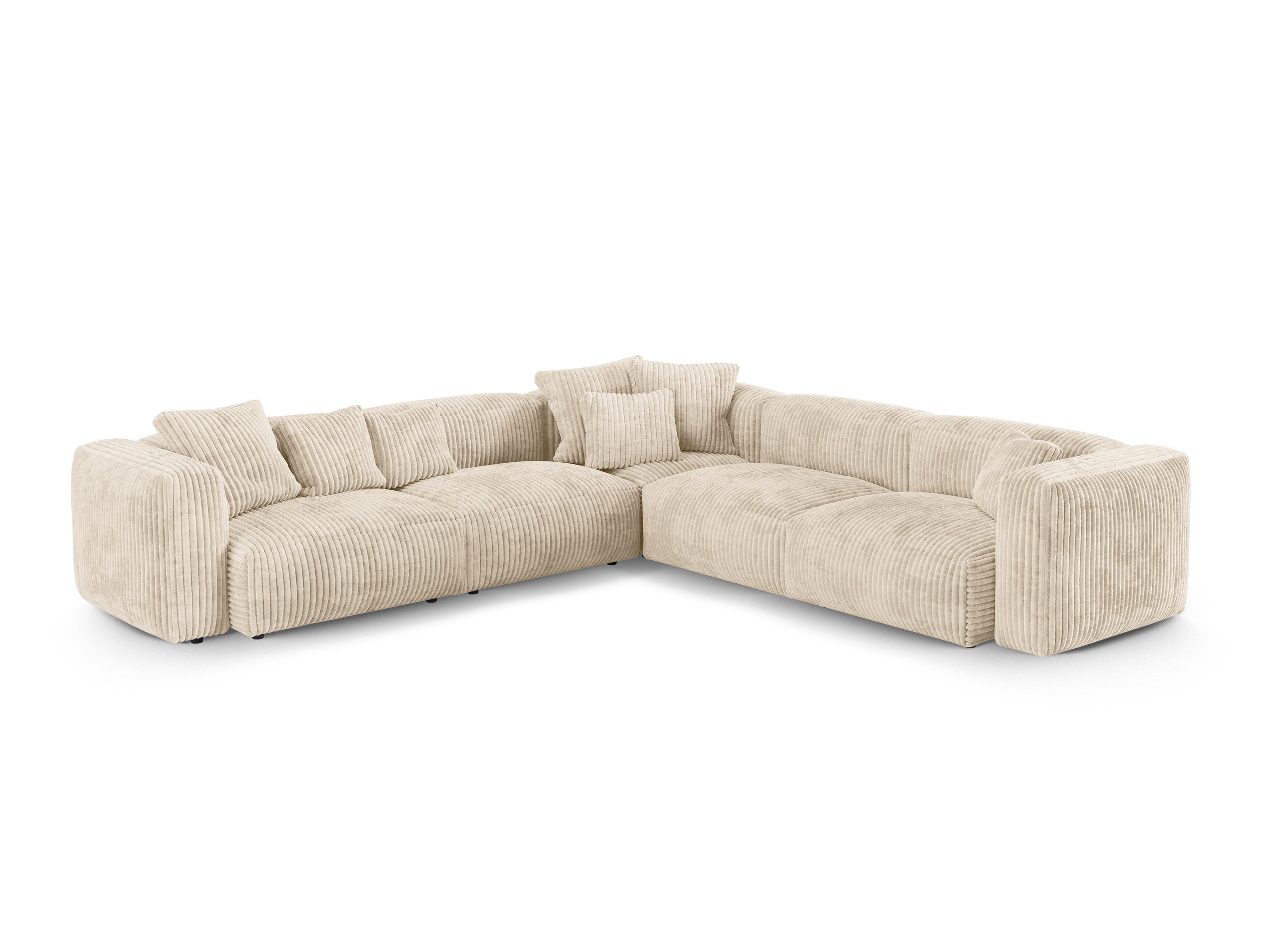 Micadoni Martina symetrická rohová sedačka - Menčester Tilia (Til03) - Svetlobéžová - Nohy: Čierny plast - Variant 90 cm