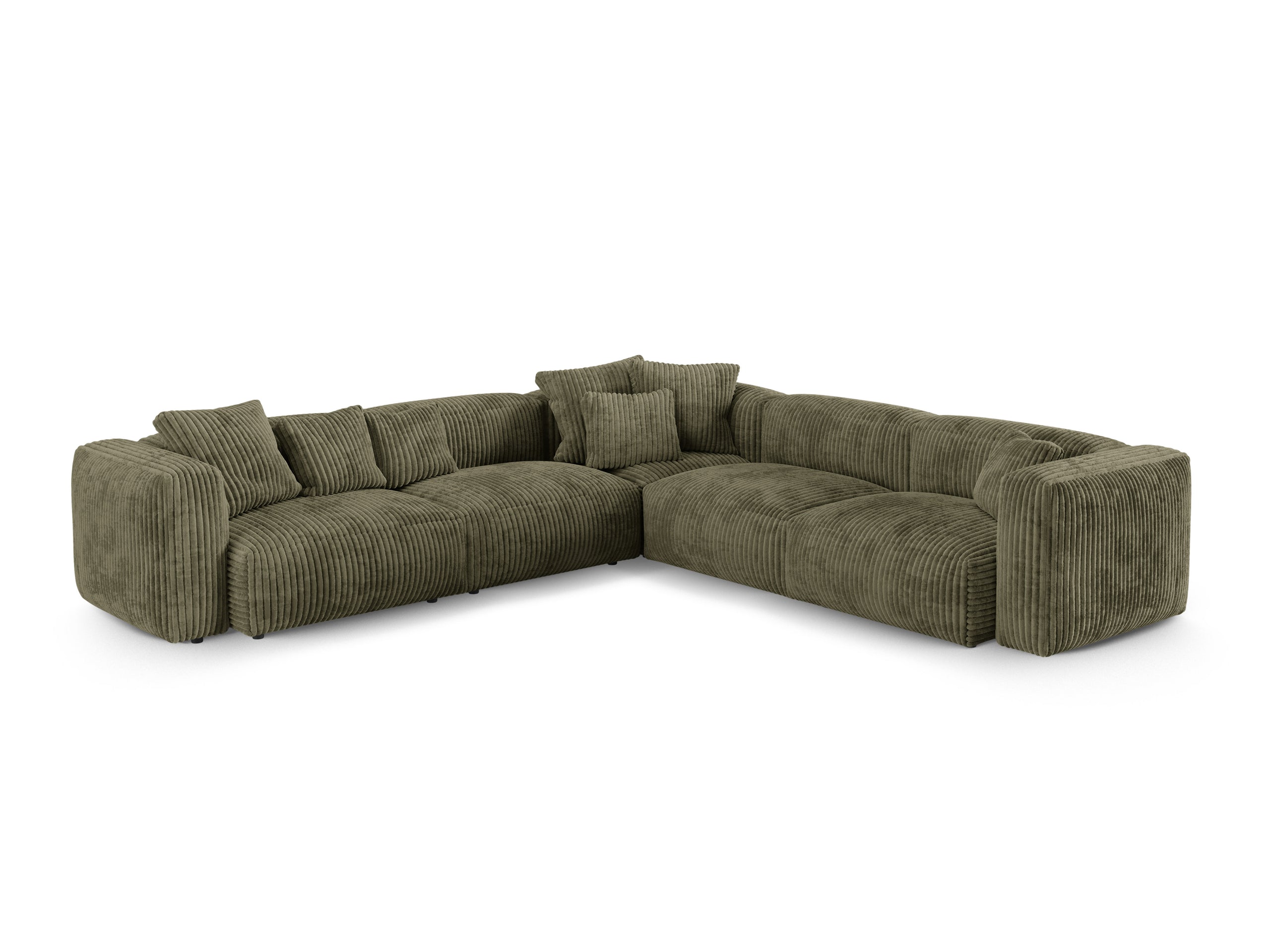 Micadoni Martina symetrická rohová sedačka - Menčester Tilia (Til37) - Machovozelená - Nohy: Čierny plast - Variant 90 cm