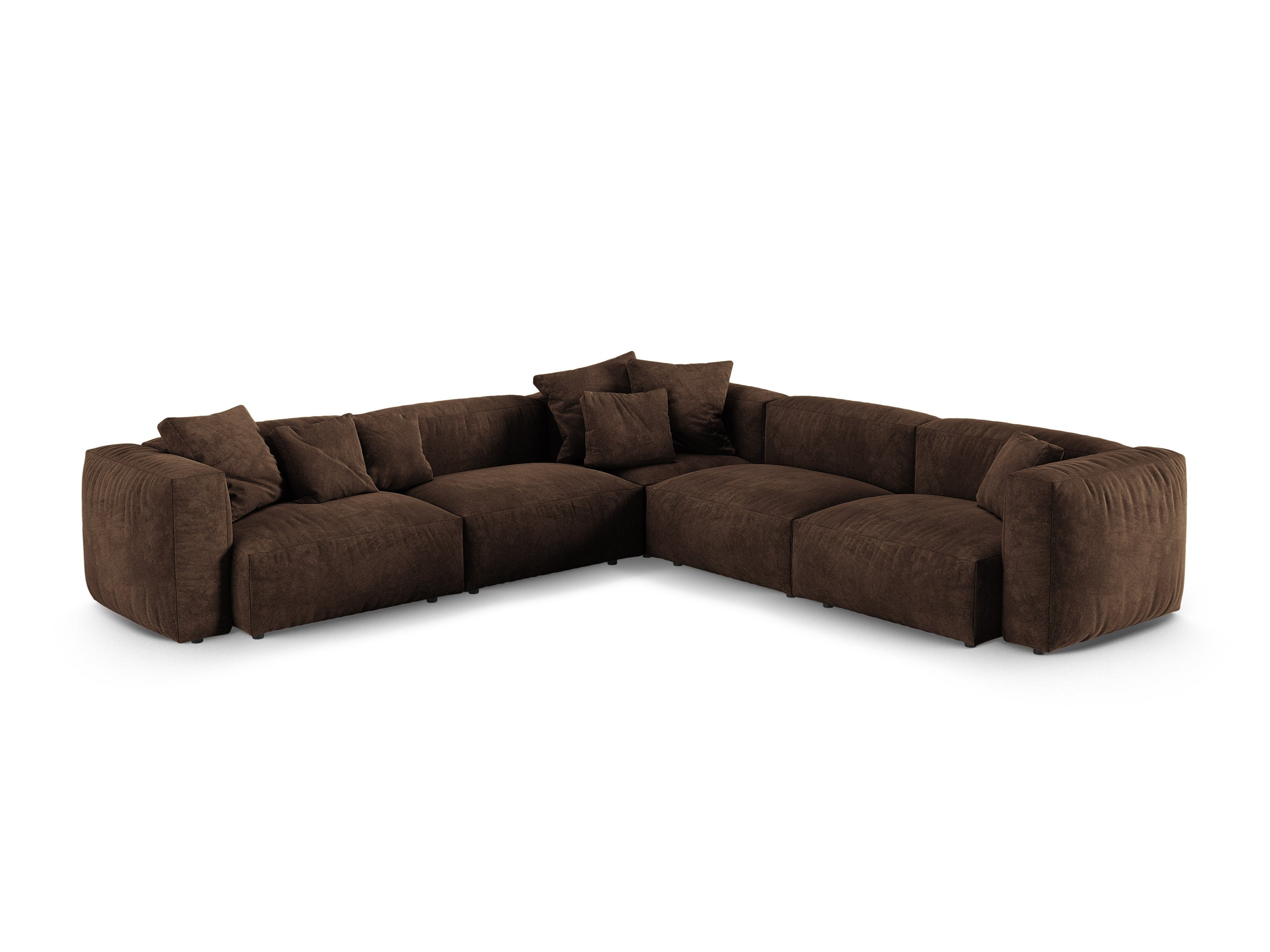 Micadoni Martina symetrická rohová sedačka - Zamat Vogue (Vog6) - Čokoládová - Nohy: Čierny plast - Variant 90 cm