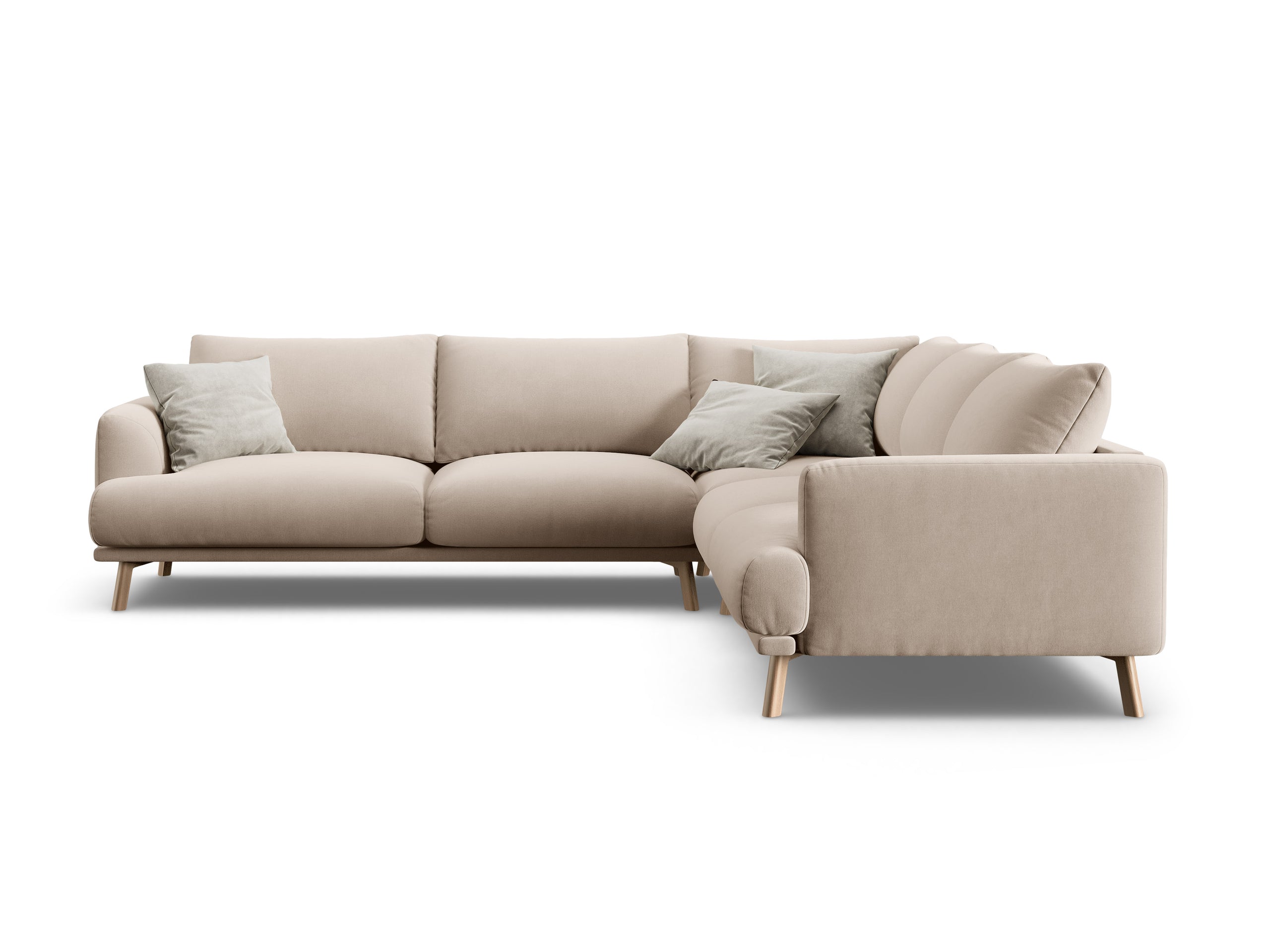 Micadoni Naomi symetrická rohová sedačka 280 × 280 cm - Zamat Salvador (Sal1) - Béžová