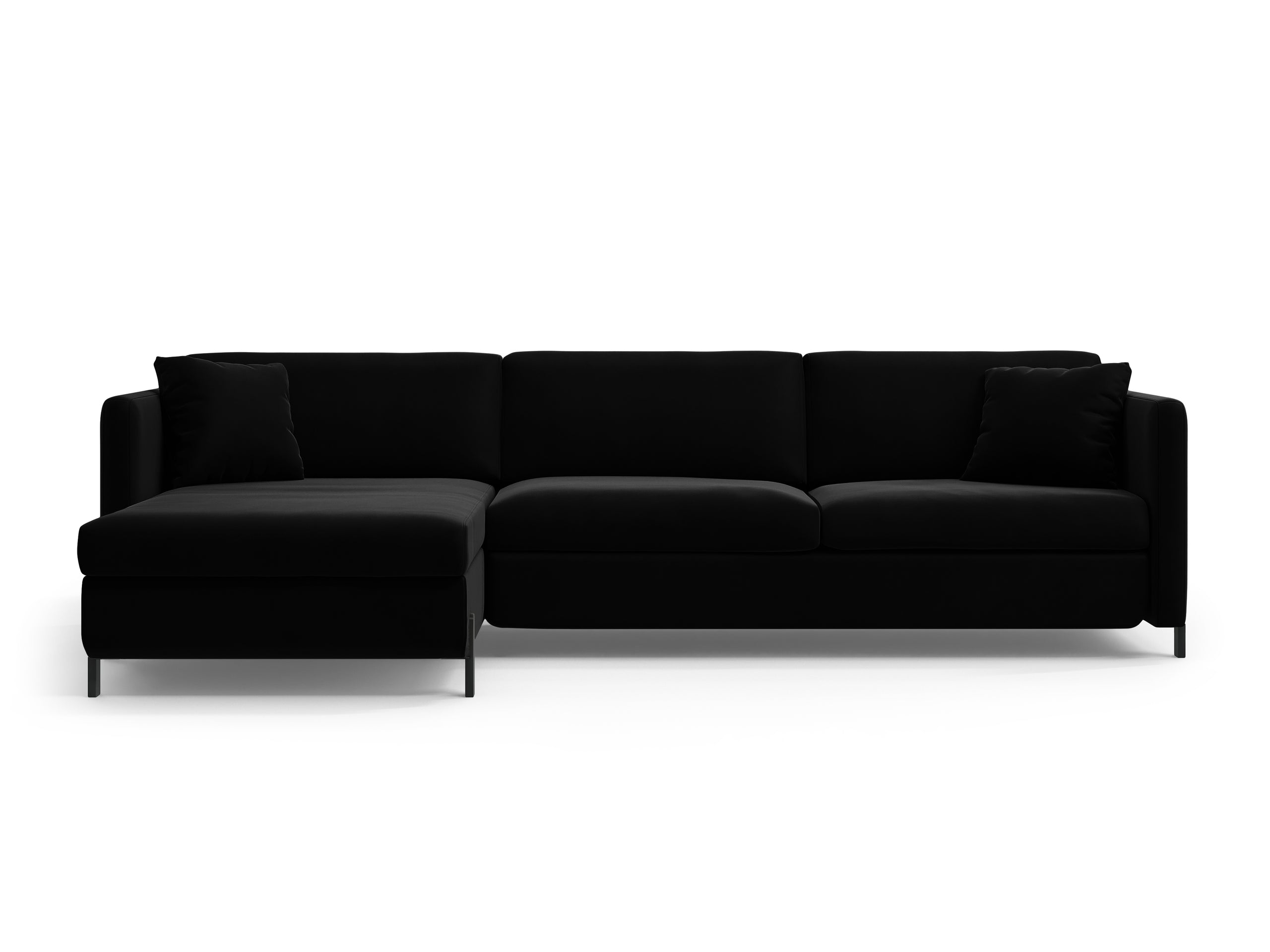 Micadoni Gloria rozkladacia rohová sedačka 286 × 170 cm - Zamat Salvador (Sal19) - Čierna - Ľavé prevedenie