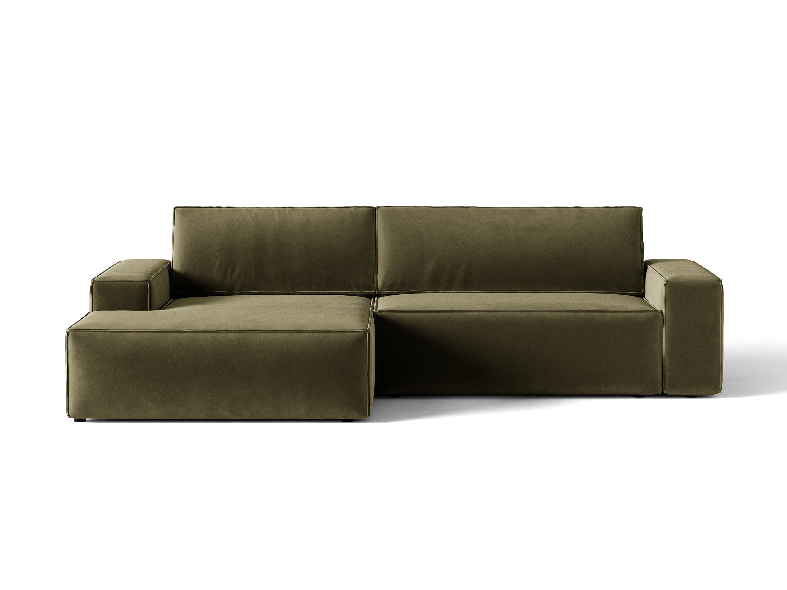 Micadoni Jodie rozkladacia rohová sedačka 246 × 151 cm - Zamat Bluvel (Blu77) - Zelená - Ľavé prevedenie