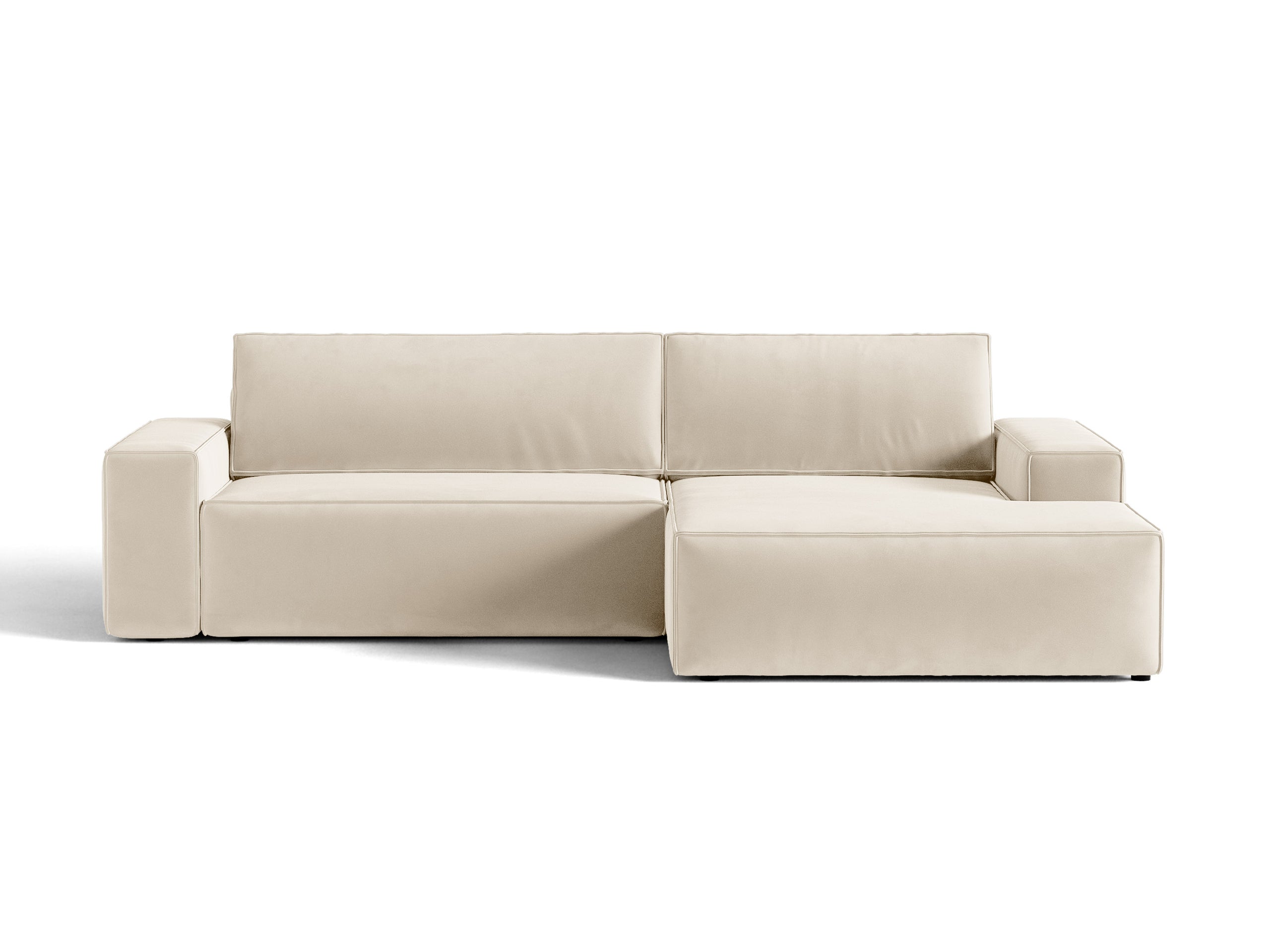 Micadoni Jodie rozkladacia rohová sedačka 246 × 151 cm - Zamat Bluvel (Blu22) - Svetlobéžová - Pravé prevedenie