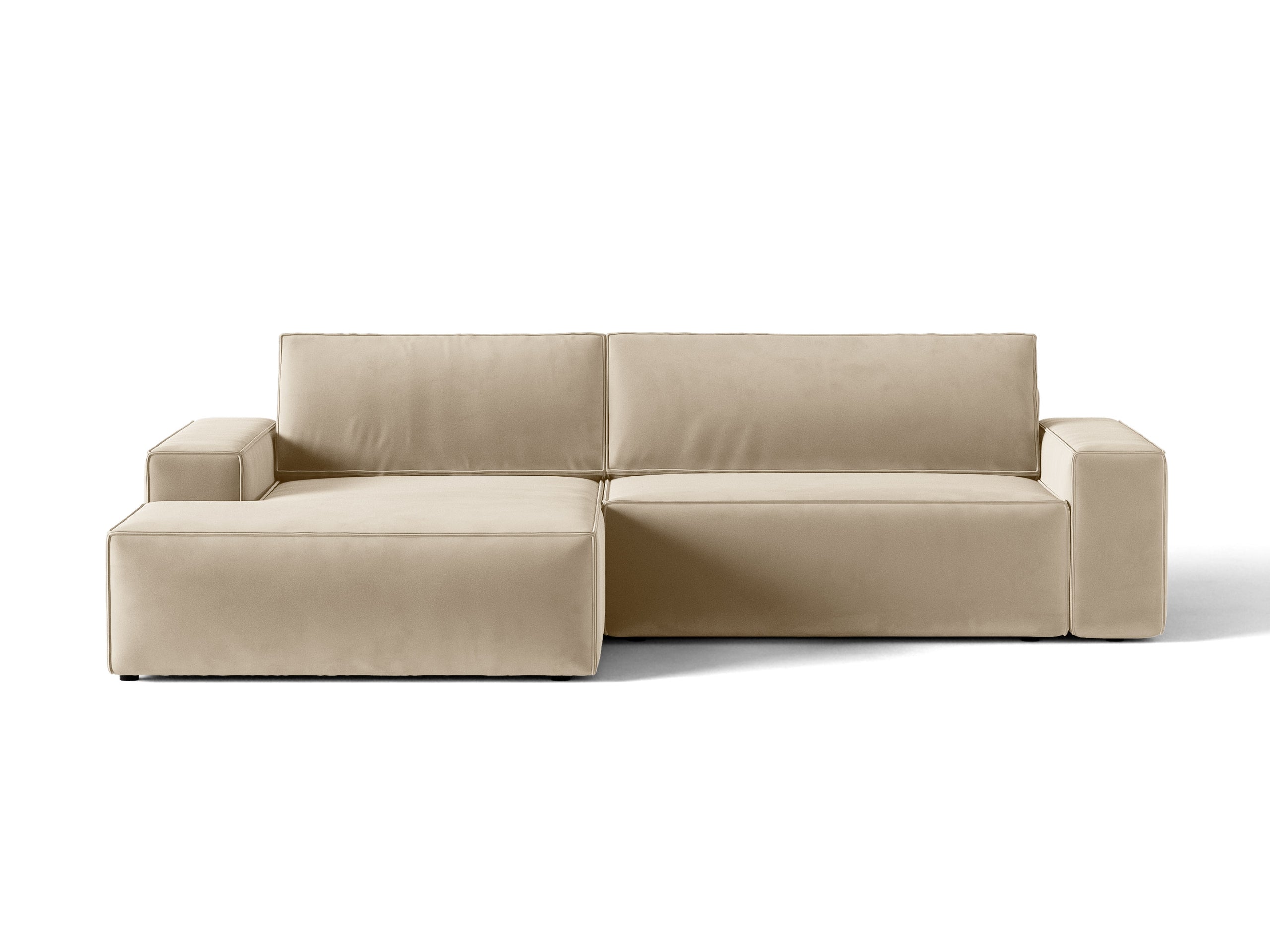 Micadoni Jodie rozkladacia rohová sedačka 246 × 151 cm - Zamat Bluvel (Blu30) - Tmavobéžová - Ľavé prevedenie