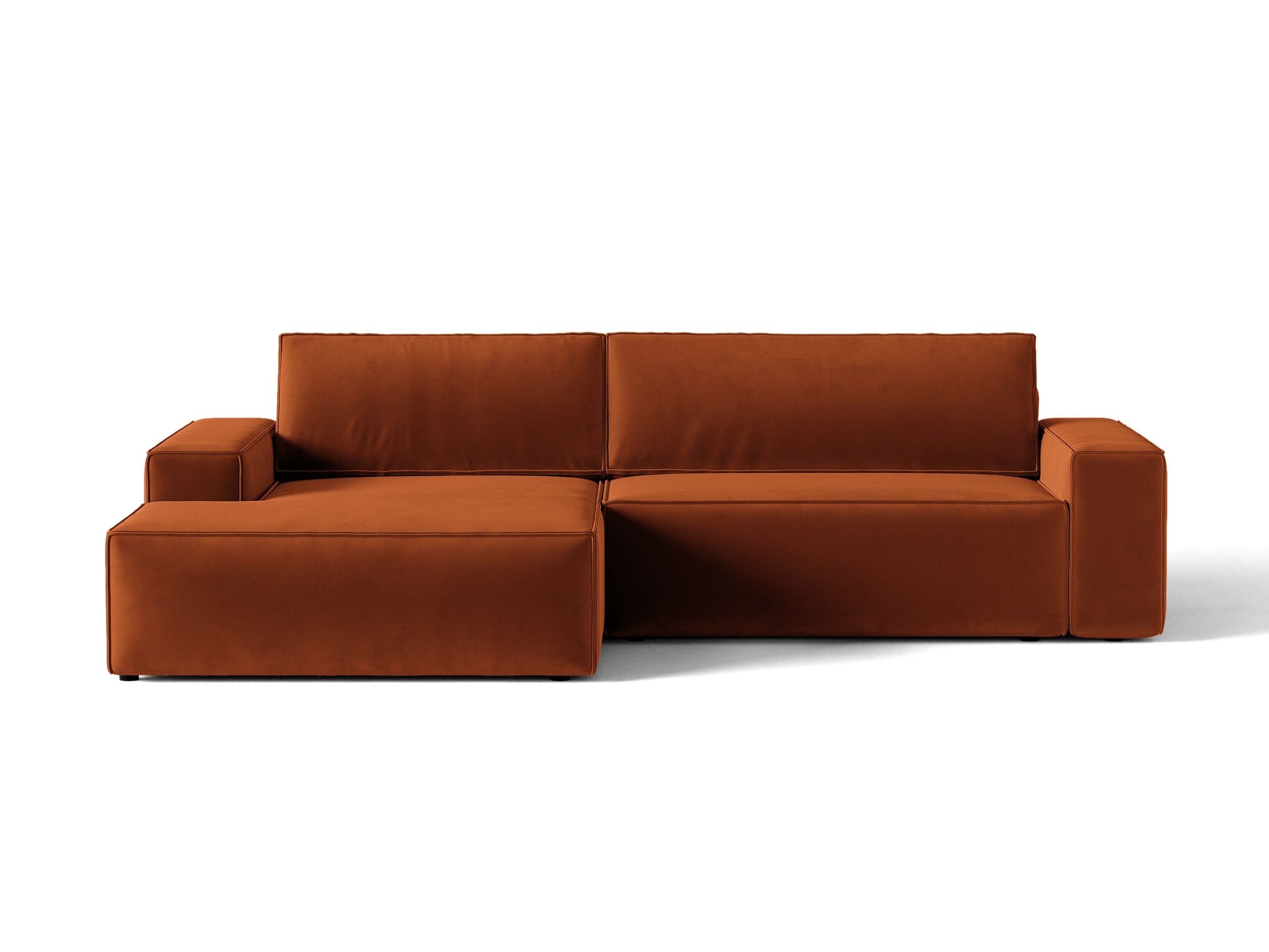 Micadoni Jodie rozkladacia rohová sedačka 246 × 151 cm - Zamat Bluvel (Blu4215) - Terakotová - Ľavé prevedenie