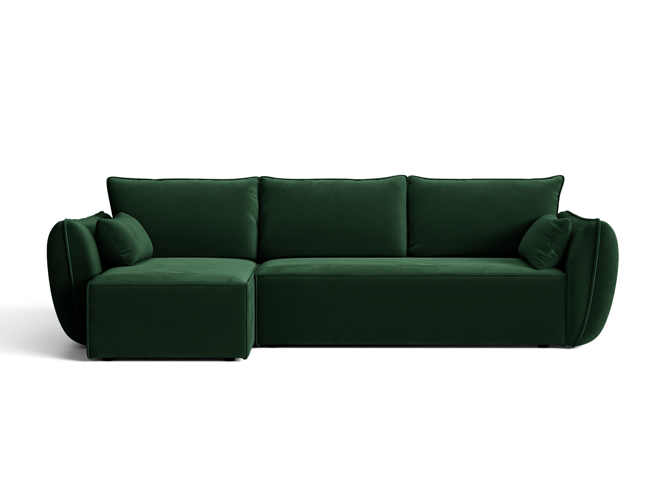 Micadoni Kaelle rozkladacia rohová sedačka 262 × 168 cm - Zamat Bluvel (Blu78) - Fľaškovozelená - Ľavé prevedenie