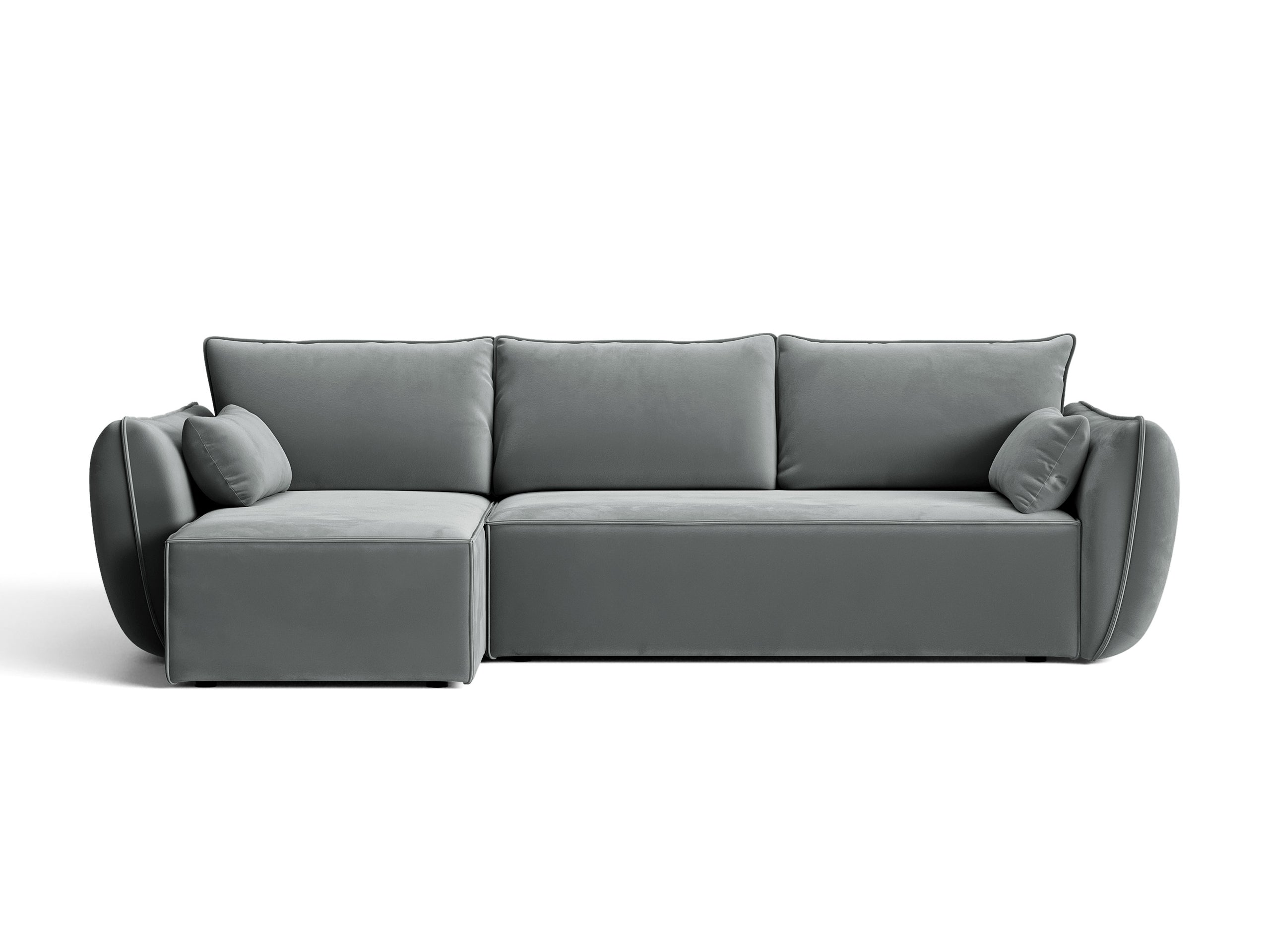 Micadoni Kaelle rozkladacia rohová sedačka 262 × 168 cm - Zamat Bluvel (Blu10) - Sivá - Ľavé prevedenie
