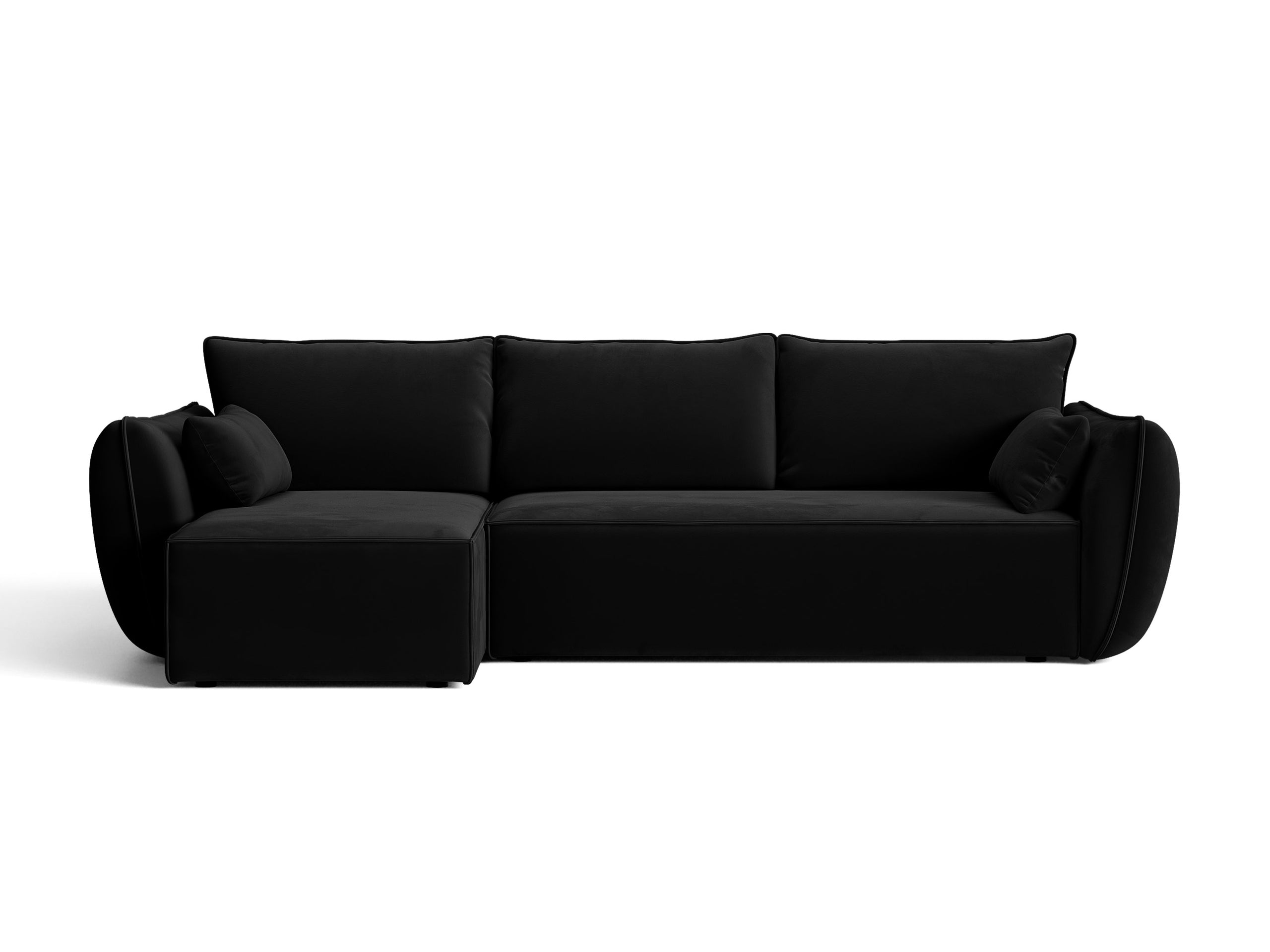 Micadoni Kaelle rozkladacia rohová sedačka 262 × 168 cm - Zamat Bluvel (Blu19) - Čierna - Ľavé prevedenie