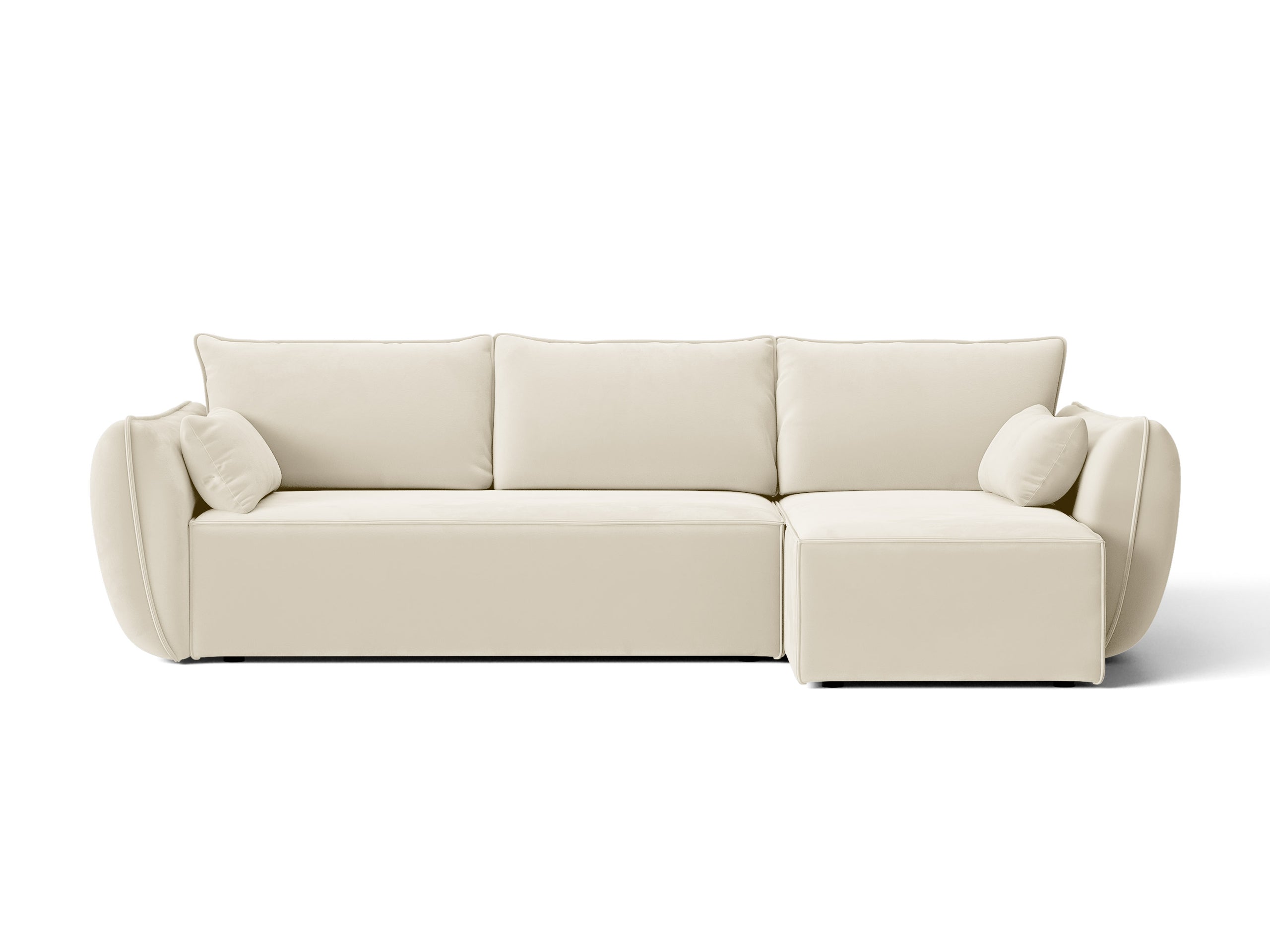 Micadoni Kaelle rozkladacia rohová sedačka 262 × 168 cm - Zamat Bluvel (Blu22) - Svetlobéžová - Pravé prevedenie