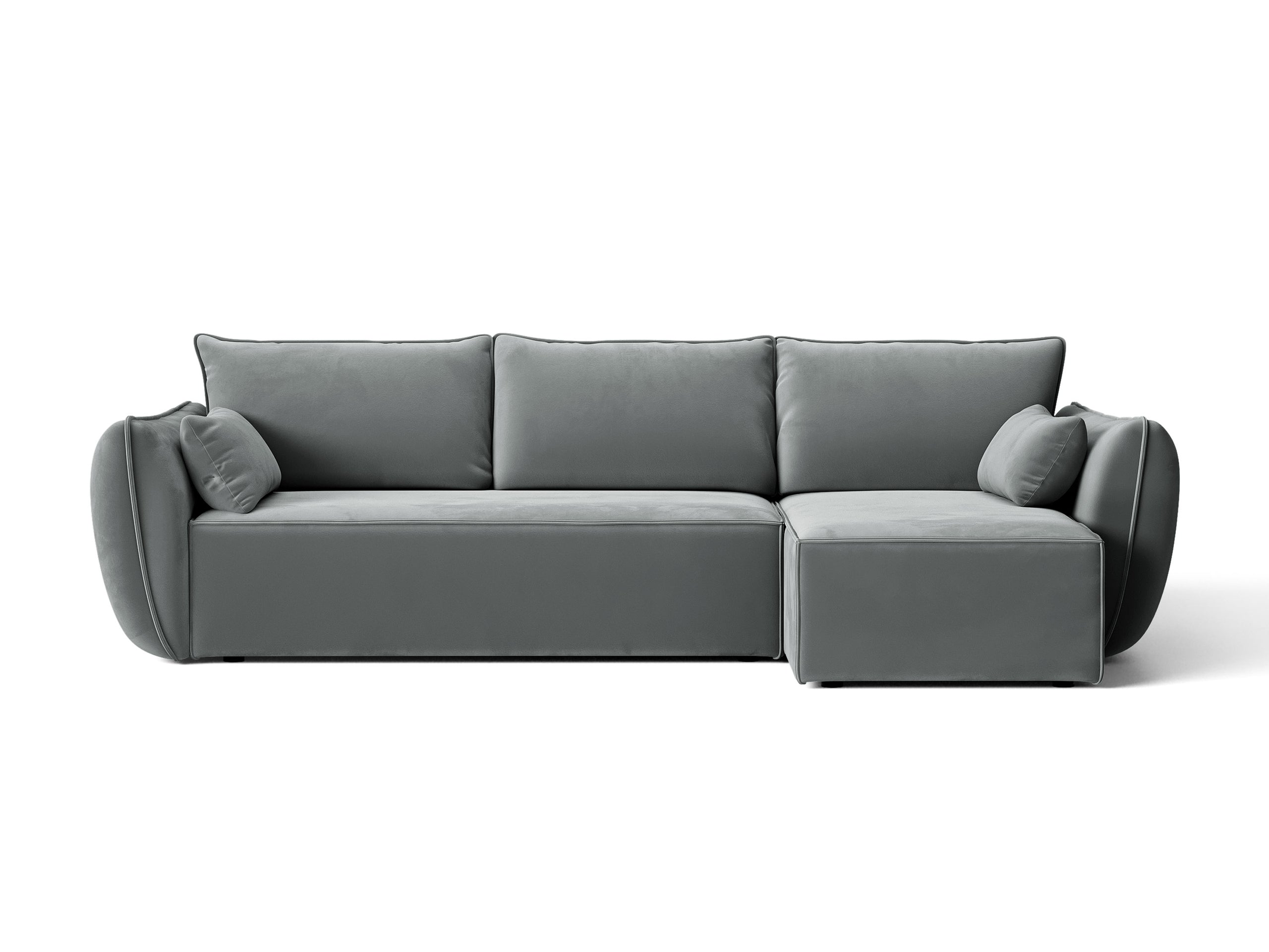 Micadoni Kaelle rozkladacia rohová sedačka 262 × 168 cm - Zamat Bluvel (Blu10) - Sivá - Pravé prevedenie