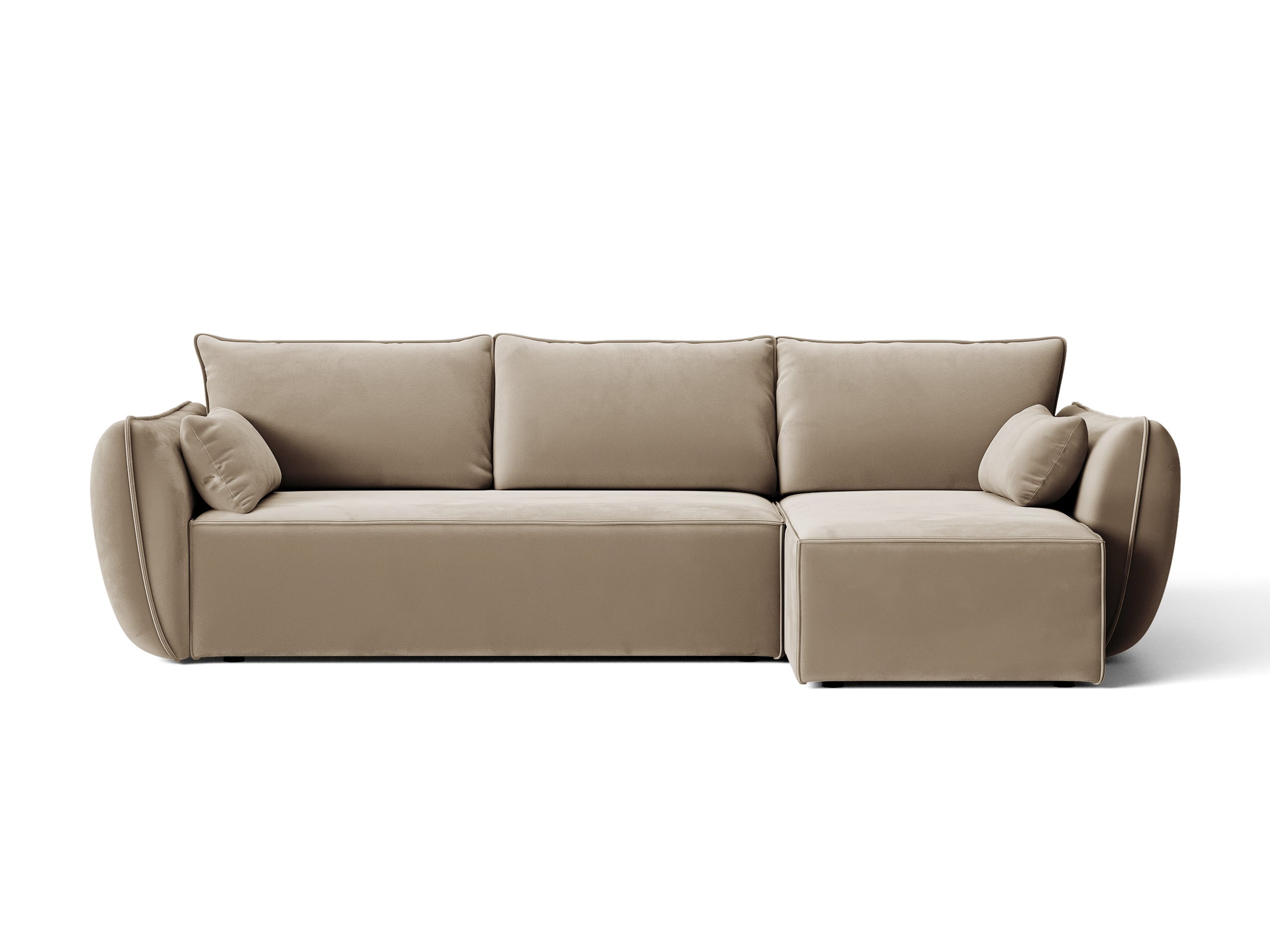 Micadoni Kaelle rozkladacia rohová sedačka 262 × 168 cm - Zamat Bluvel (Blu40) - Kapučínová - Pravé prevedenie
