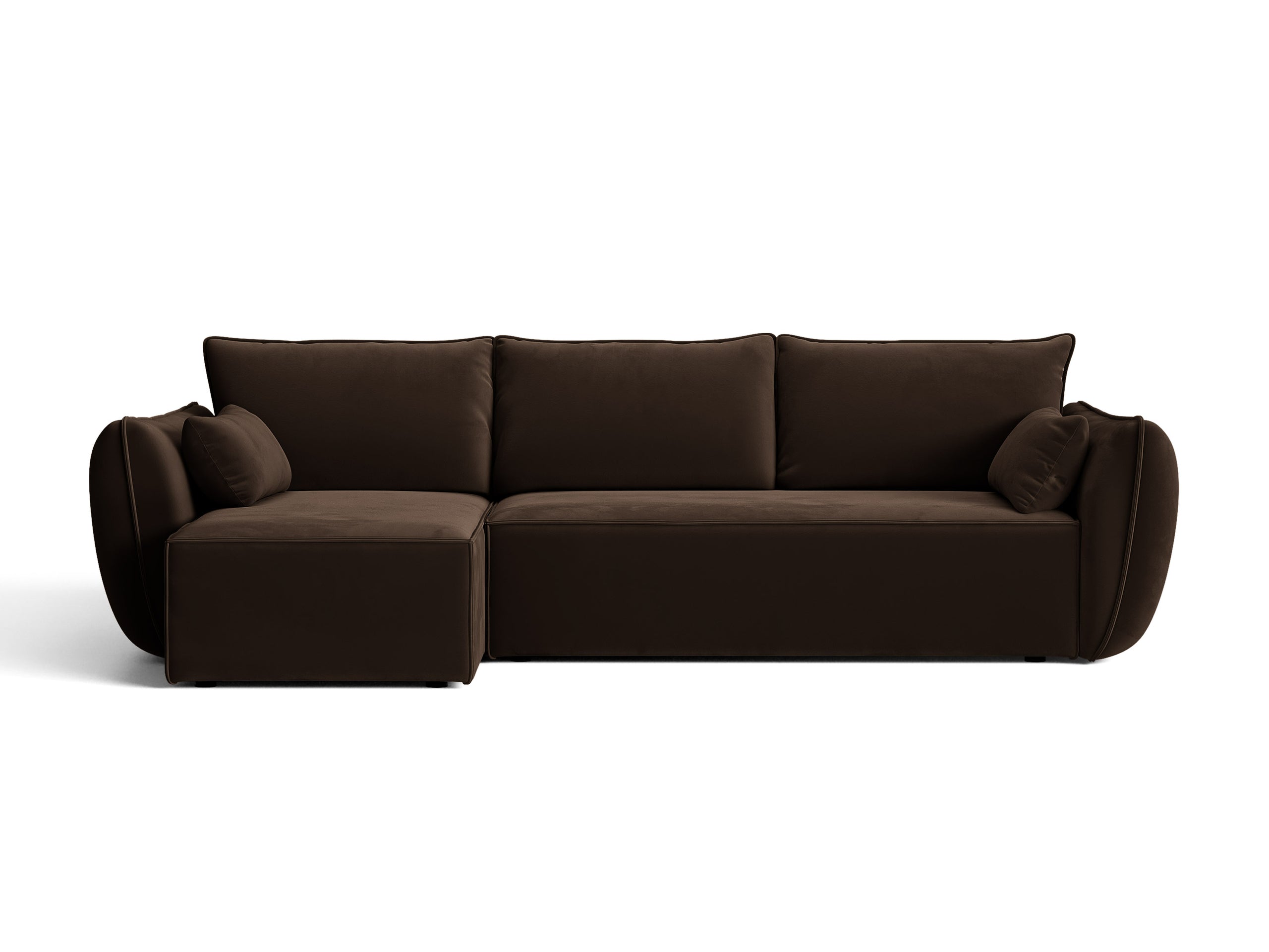 Micadoni Kaelle rozkladacia rohová sedačka 262 × 168 cm - Zamat Bluvel (Blu48) - Tmavohnedá - Ľavé prevedenie