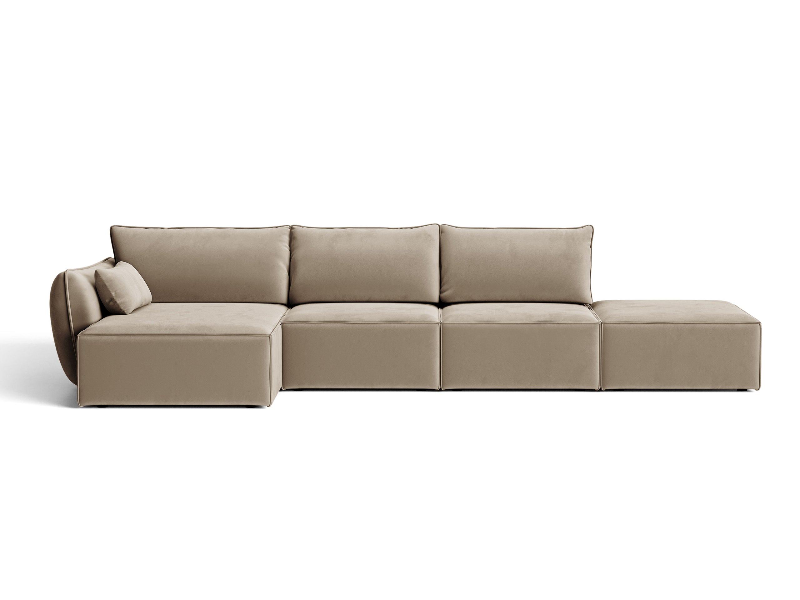 Micadoni Kaelle rohová sedačka 364 × 171 cm - Zamat Bluvel (Blu40) - Kapučínová - Ľavé prevedenie