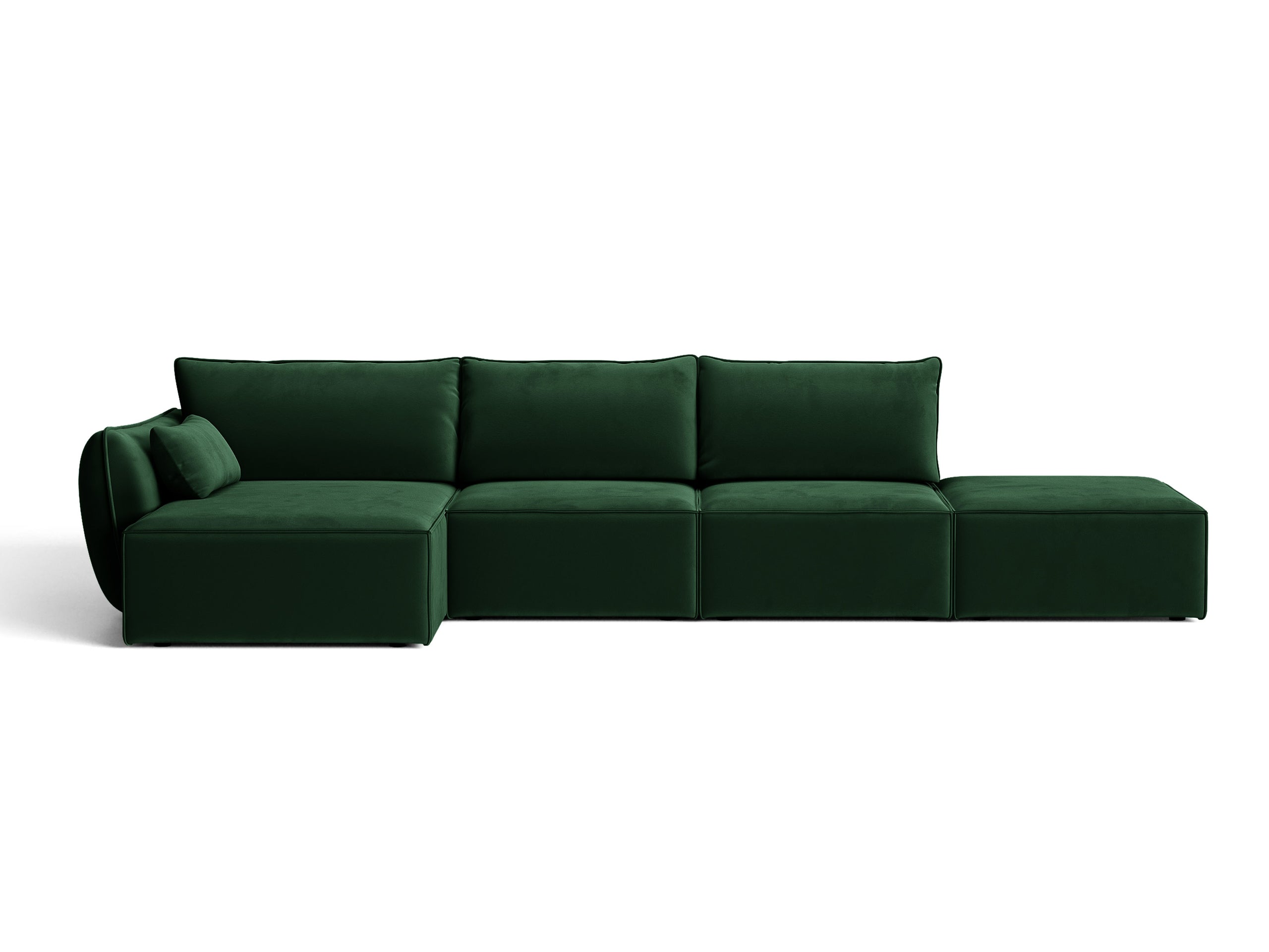Micadoni Kaelle rohová sedačka 364 × 171 cm - Zamat Bluvel (Blu78) - Fľaškovozelená - Ľavé prevedenie