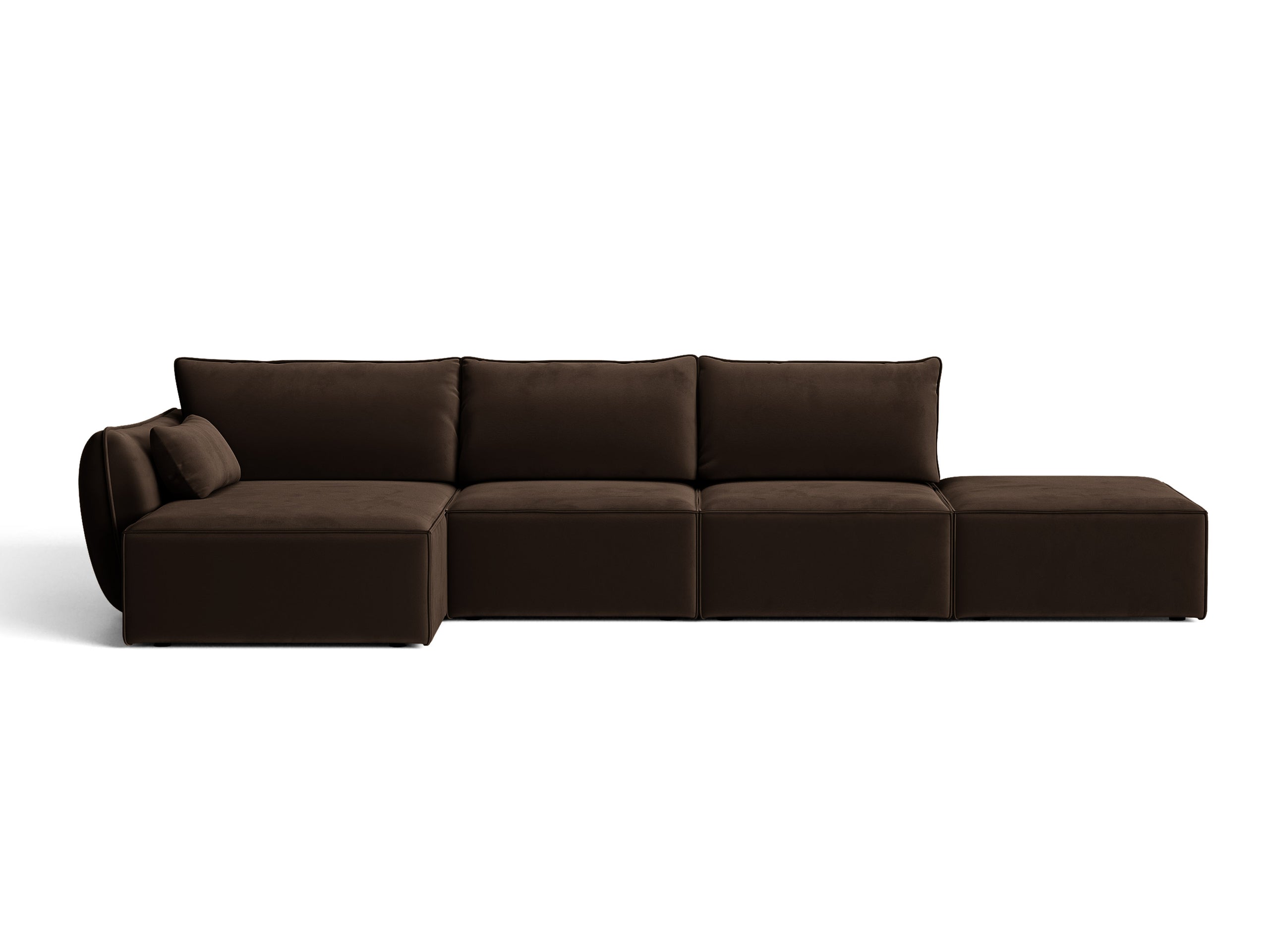 Micadoni Kaelle rohová sedačka 364 × 171 cm - Zamat Bluvel (Blu48) - Tmavohnedá - Ľavé prevedenie