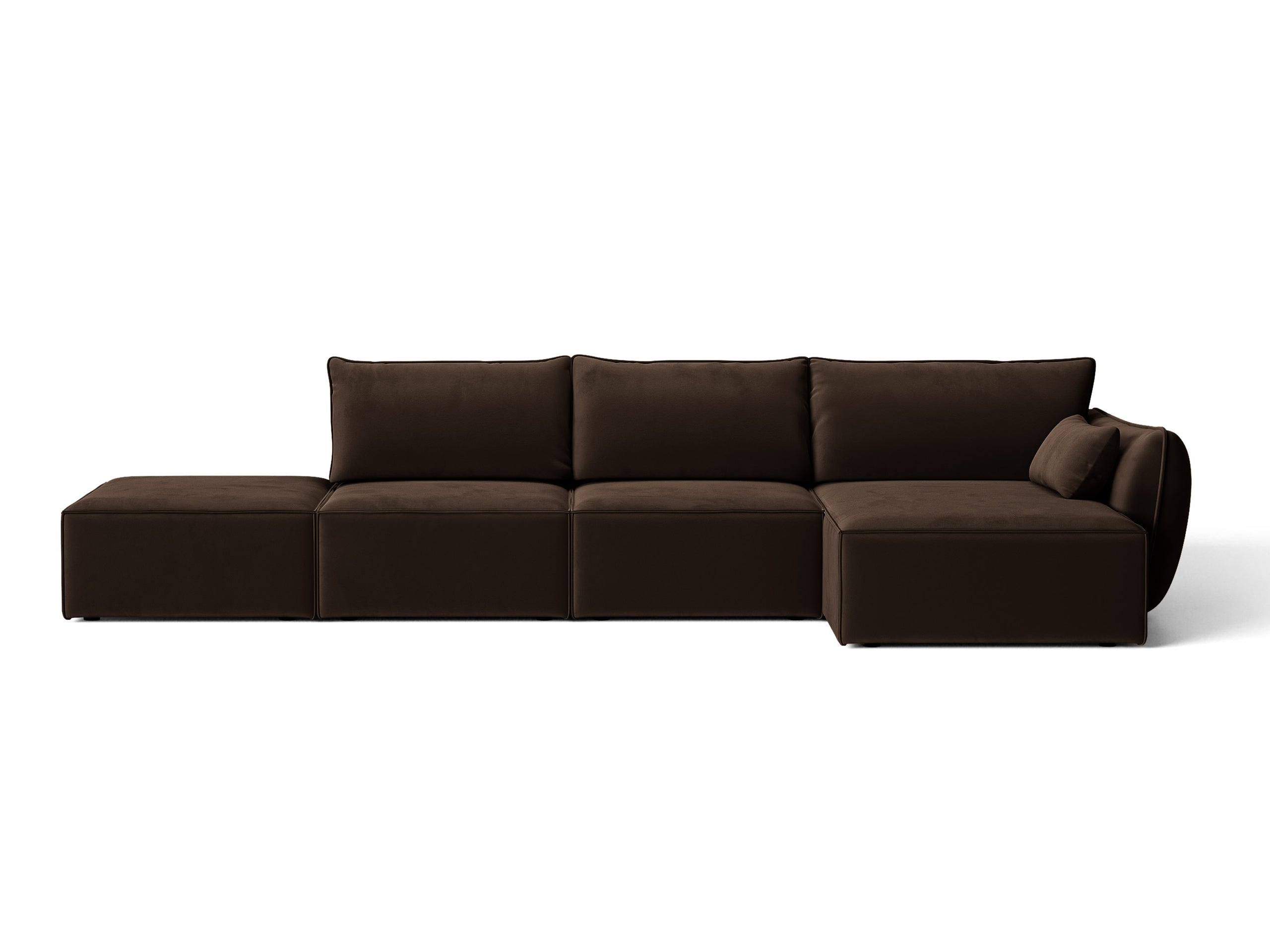Micadoni Kaelle rohová sedačka 364 × 171 cm - Zamat Bluvel (Blu48) - Tmavohnedá - Pravé prevedenie