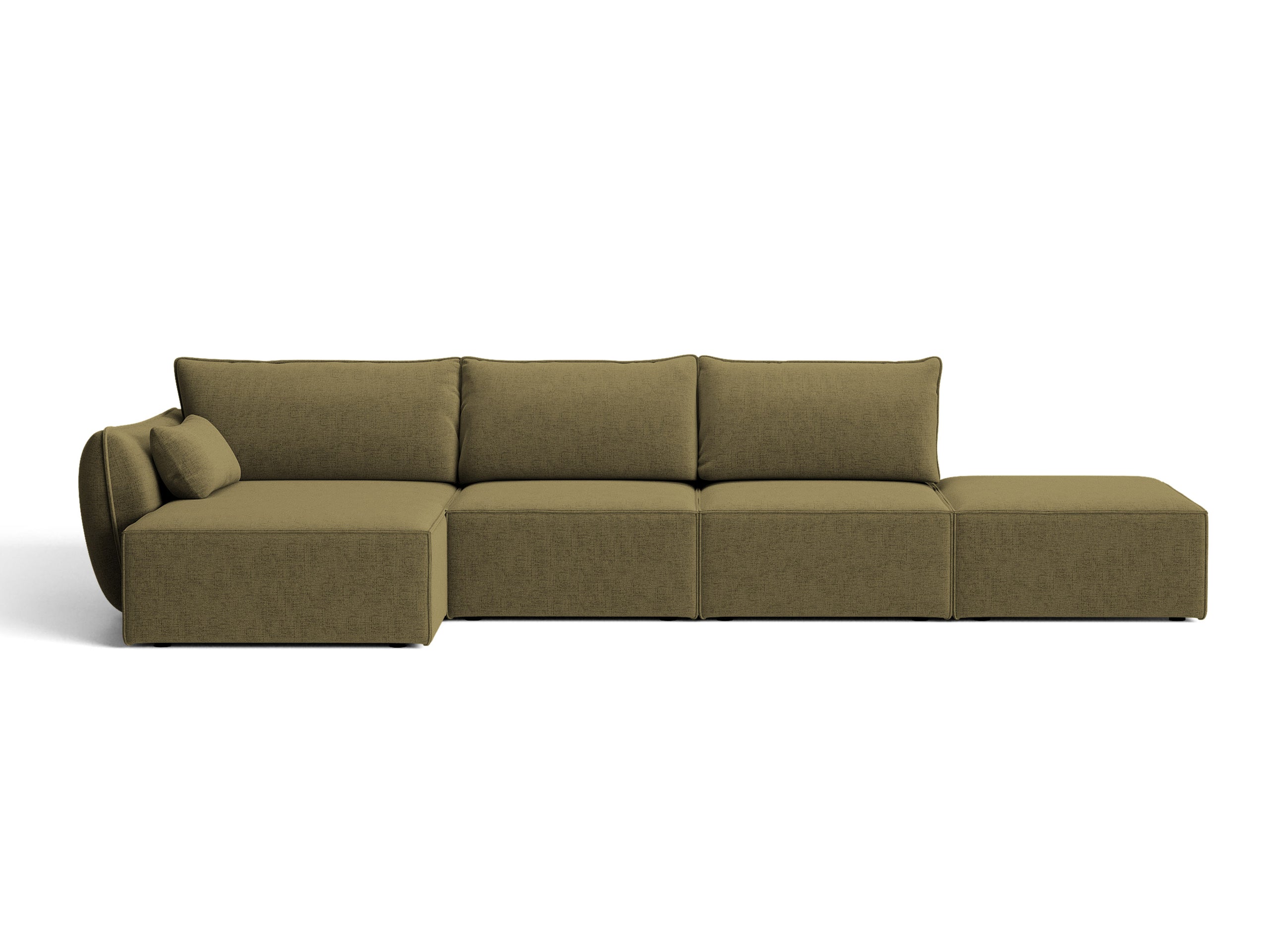 Micadoni Kaelle rohová sedačka 364 × 171 cm - Štrukturovaná látka Moly (Mol38) - Zelená - Ľavé prevedenie