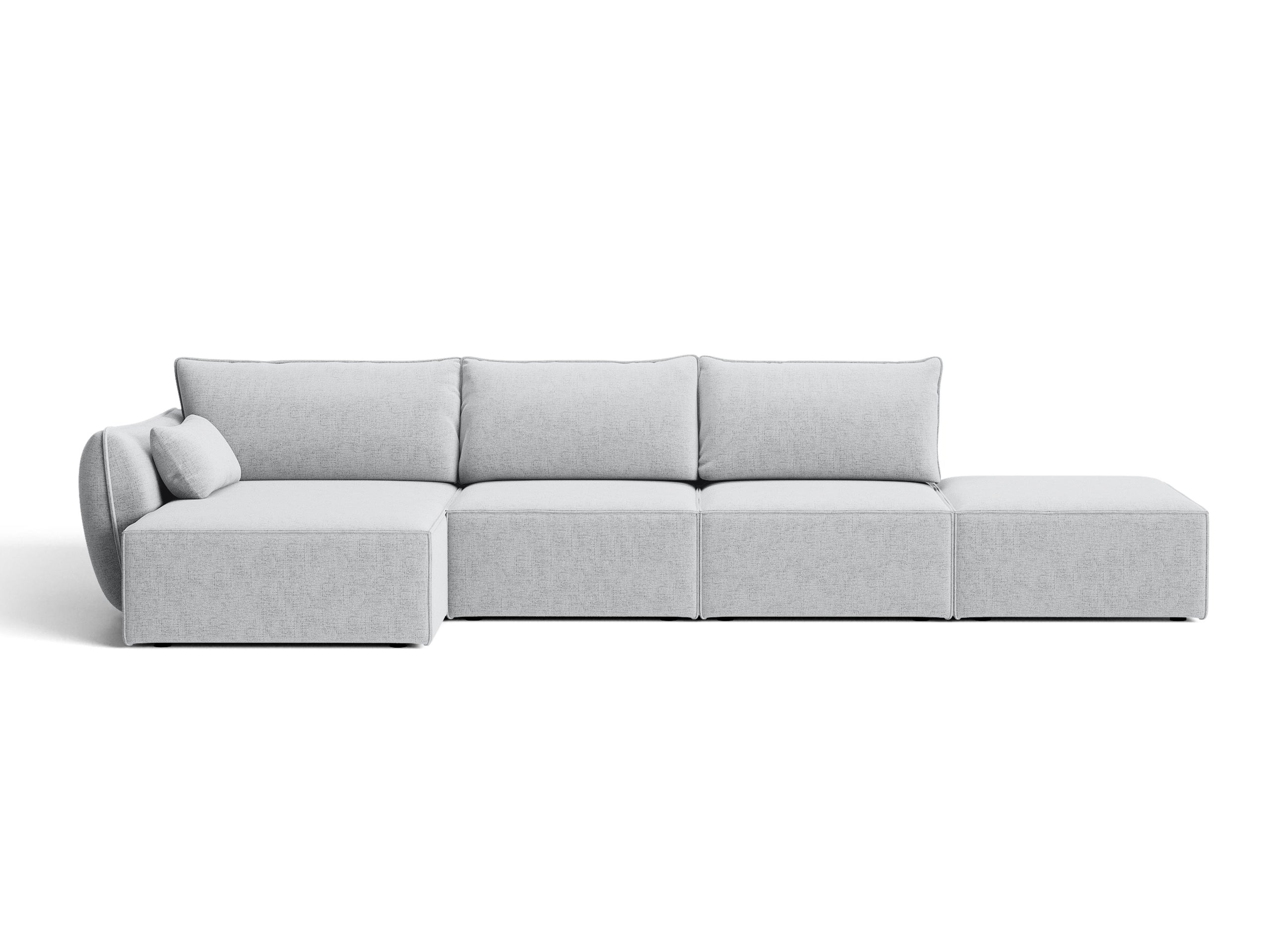 Micadoni Kaelle rohová sedačka 364 × 171 cm - Štrukturovaná látka Moly (Mol70) - Svetlosivá - Ľavé prevedenie