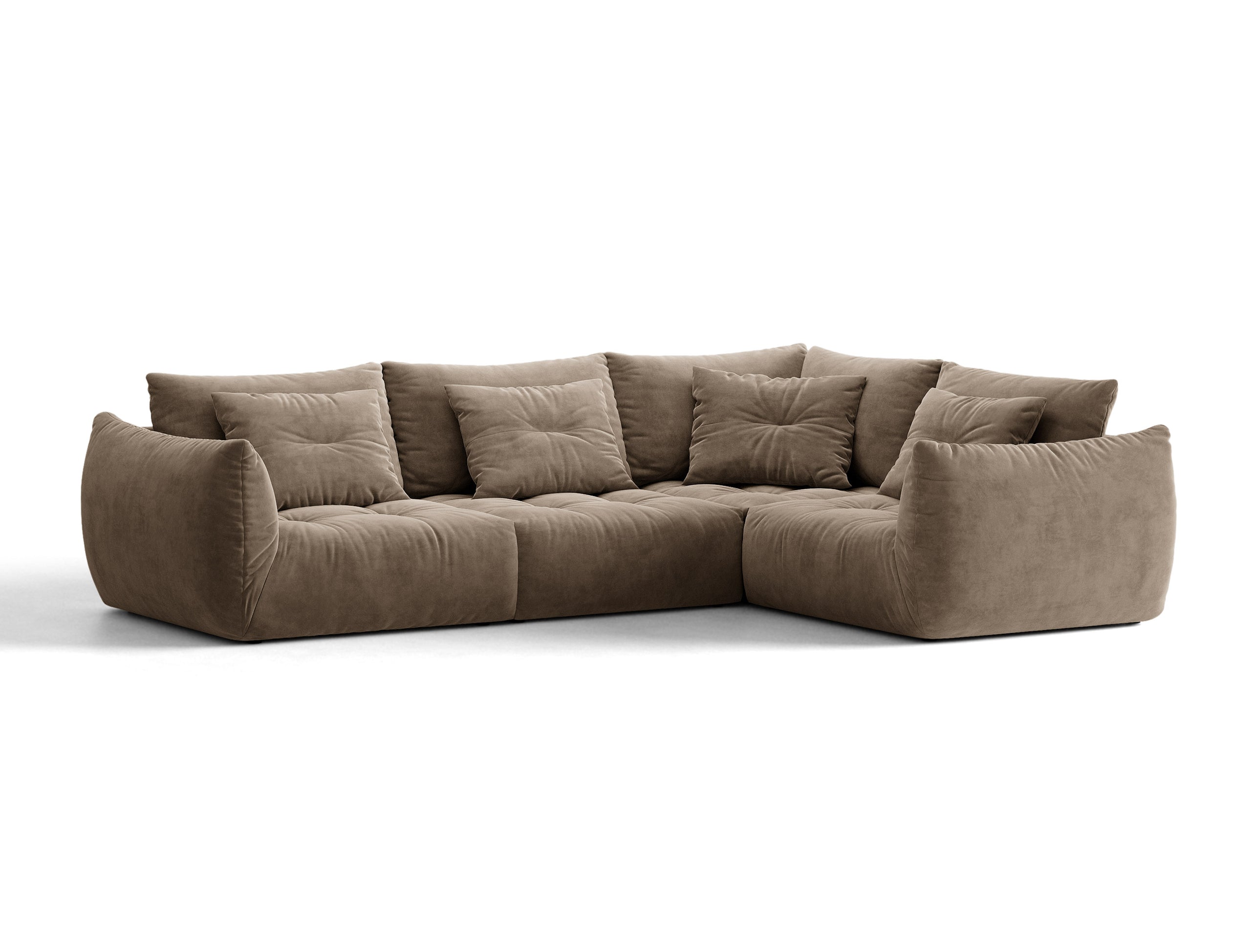 Micadoni Bloom rohová sedačka 316 × 222 cm - Zamat Casino (Castau) - Svetlohnedá - Pravé prevedenie