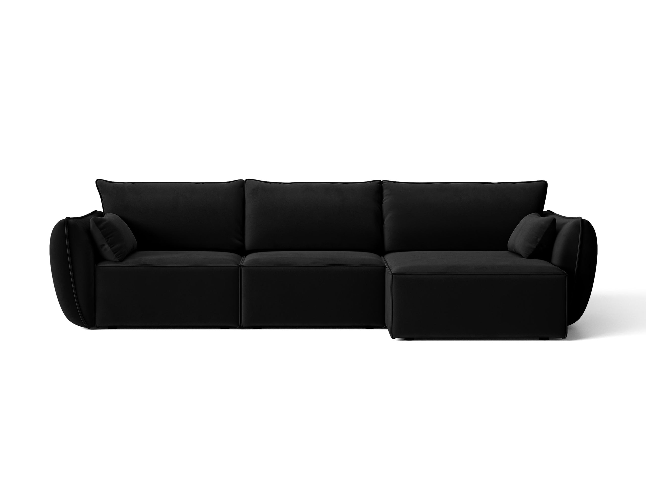 Micadoni Kaelle rohová sedačka 308 × 171 cm - Zamat Bluvel (Blu19) - Čierna - Pravé prevedenie
