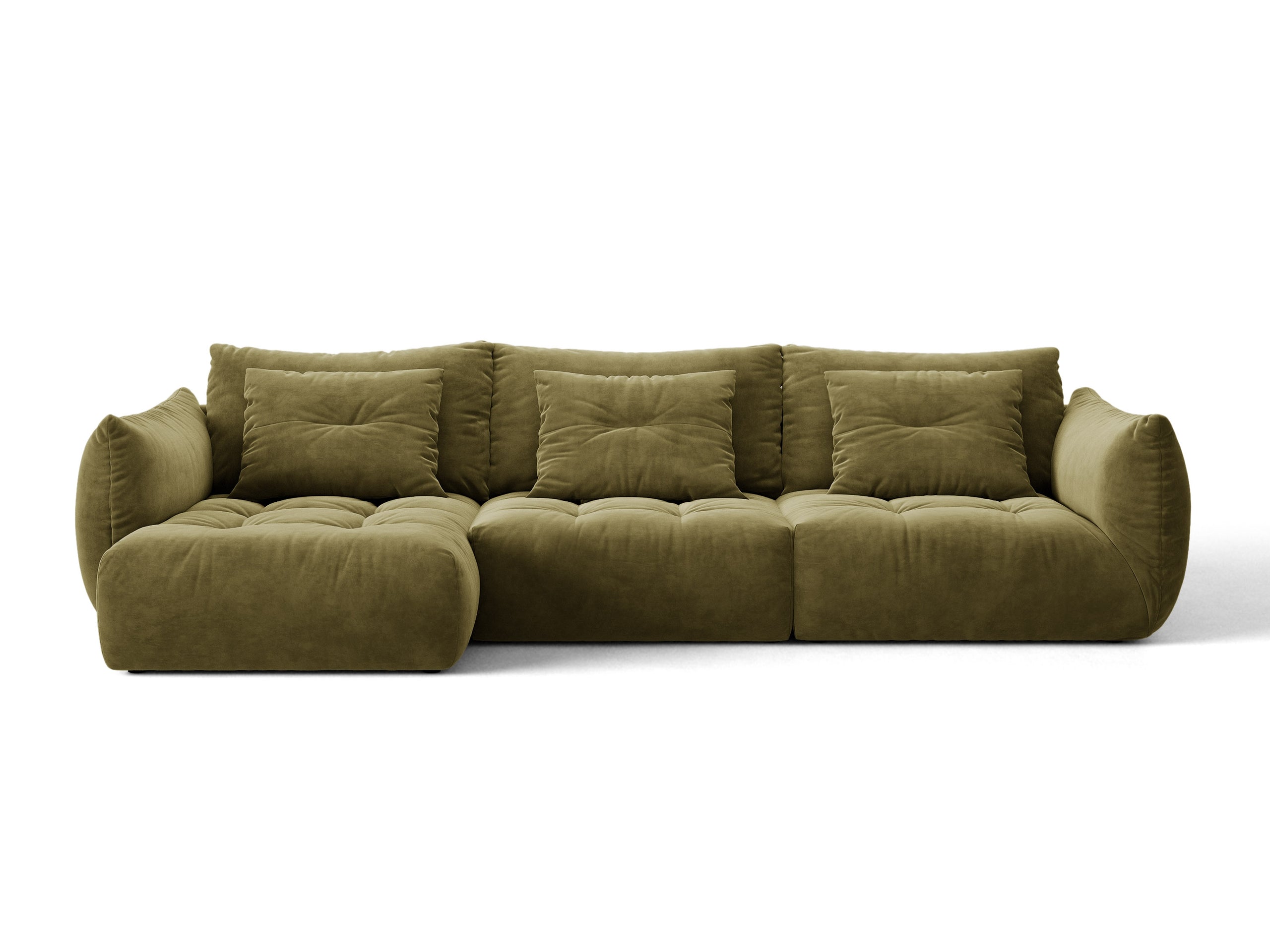Micadoni Bloom rohová sedačka 327 × 152 cm - Zamat Casino (Casfor) - Svetlozelená - Ľavé prevedenie