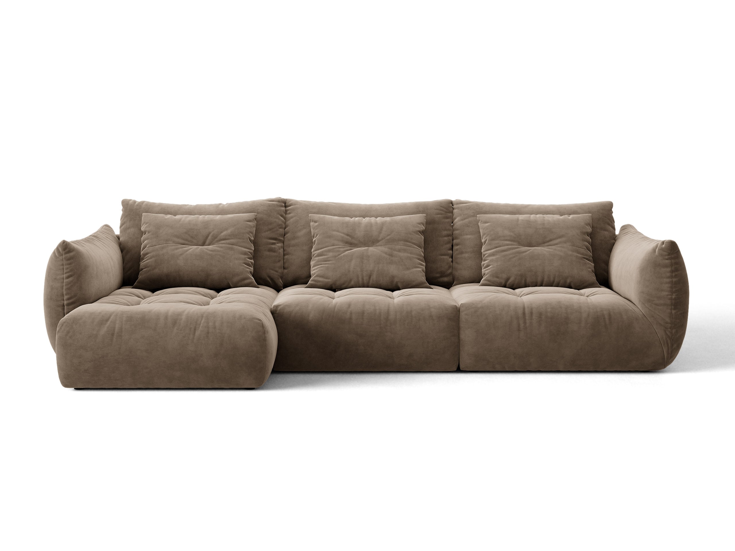 Micadoni Bloom rohová sedačka 327 × 152 cm - Zamat Casino (Castau) - Svetlohnedá - Ľavé prevedenie