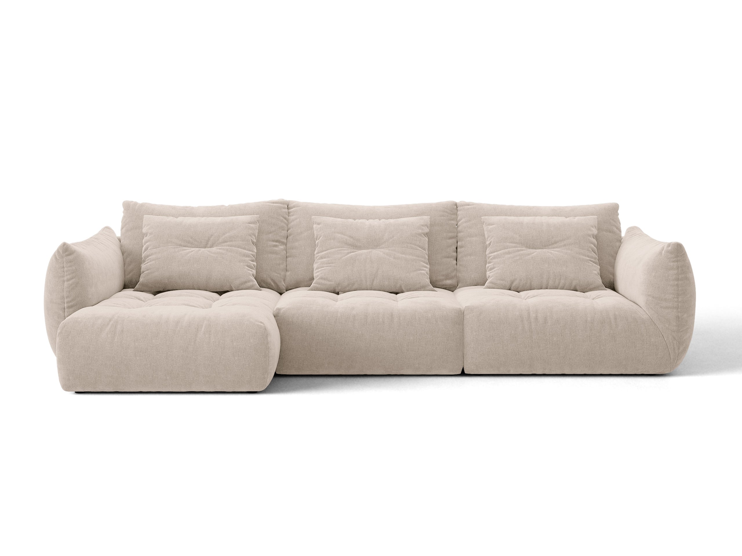 Micadoni Bloom rohová sedačka 327 × 152 cm - Štrukturovaná látka Wind (Win05) - Svetlobéžová - Ľavé prevedenie