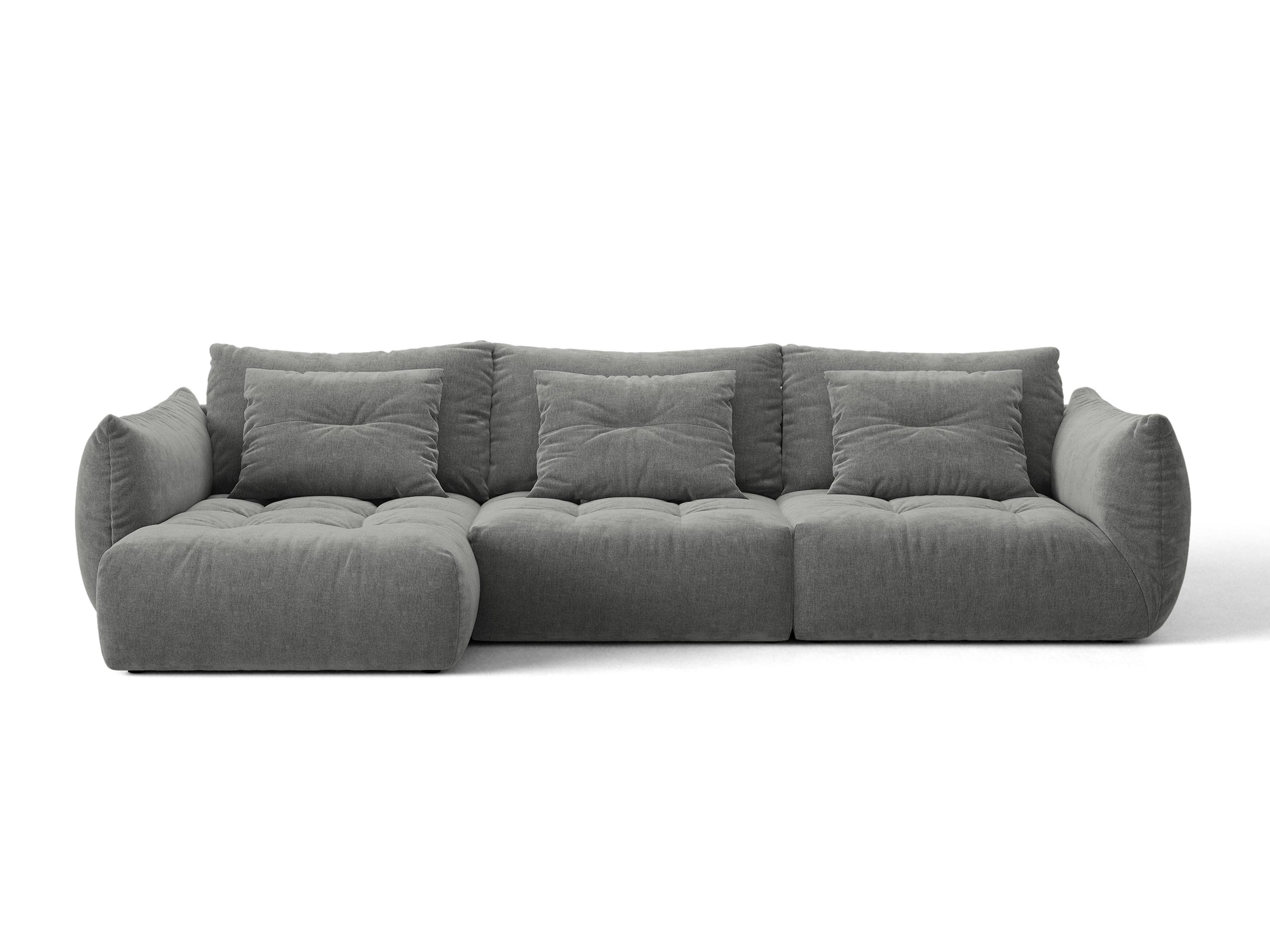 Micadoni Bloom rohová sedačka 327 × 152 cm - Štrukturovaná látka Wind (Win89) - Tmavosivá - Ľavé prevedenie