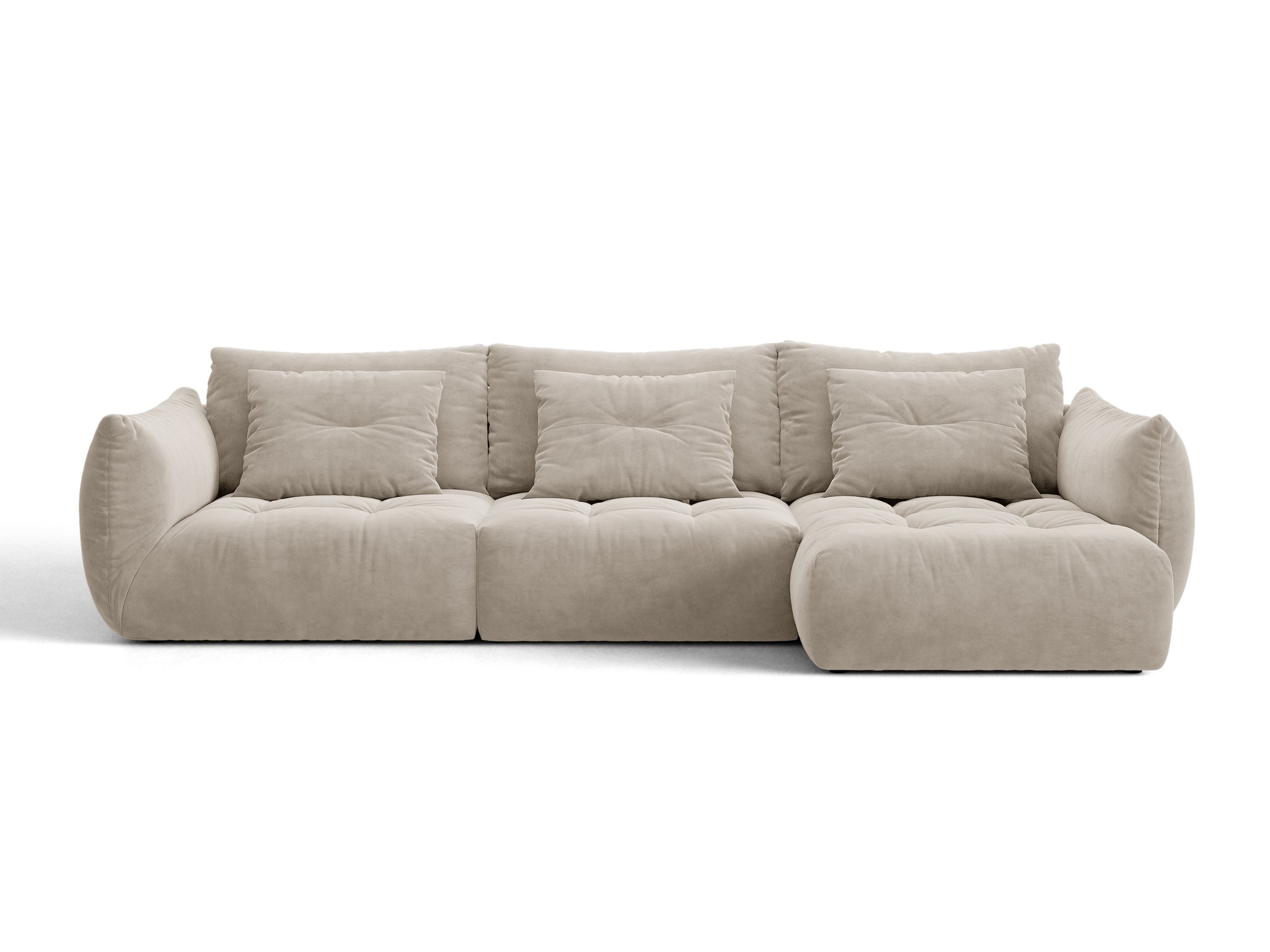 Micadoni Bloom rohová sedačka 327 × 152 cm - Zamat Casino (Caspear) - Svetlobéžová - Pravé prevedenie