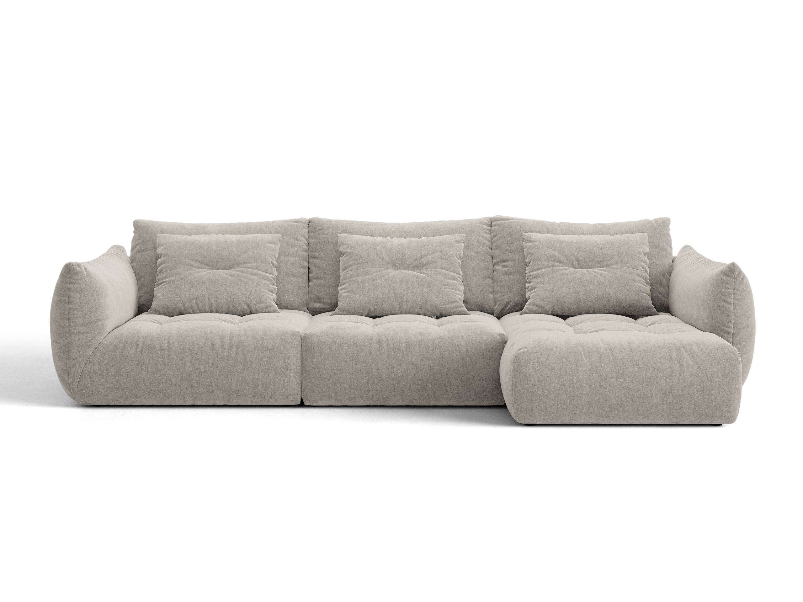 Micadoni Bloom rohová sedačka 327 × 152 cm - Štrukturovaná látka Wind (Win84) - Svetlosivá - Pravé prevedenie